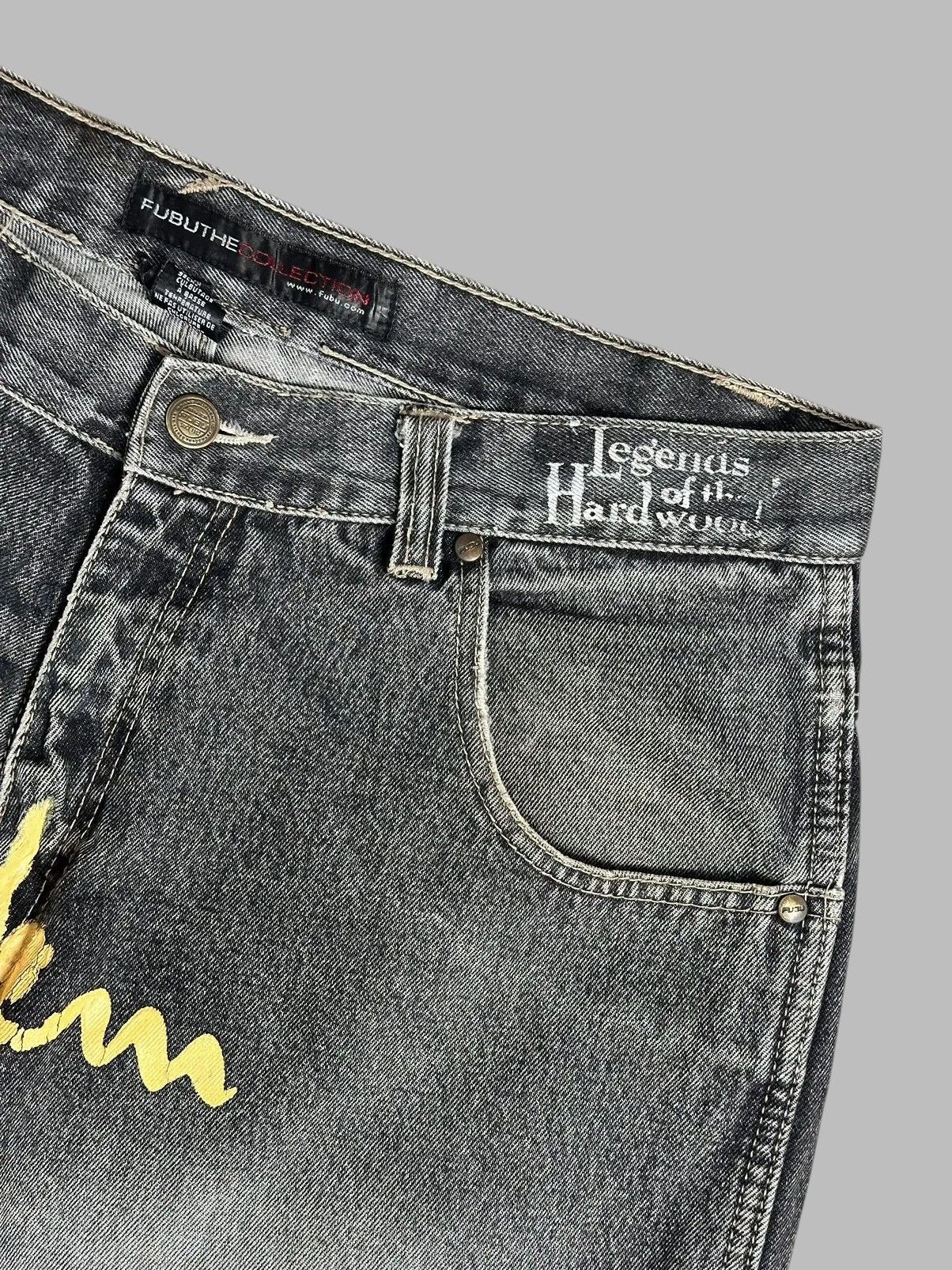 Fubu 90s Hip Hop Fubu Baggy Black Denim Jeans Street JNCO Size US 36 / EU 52 - 4 Thumbnail
