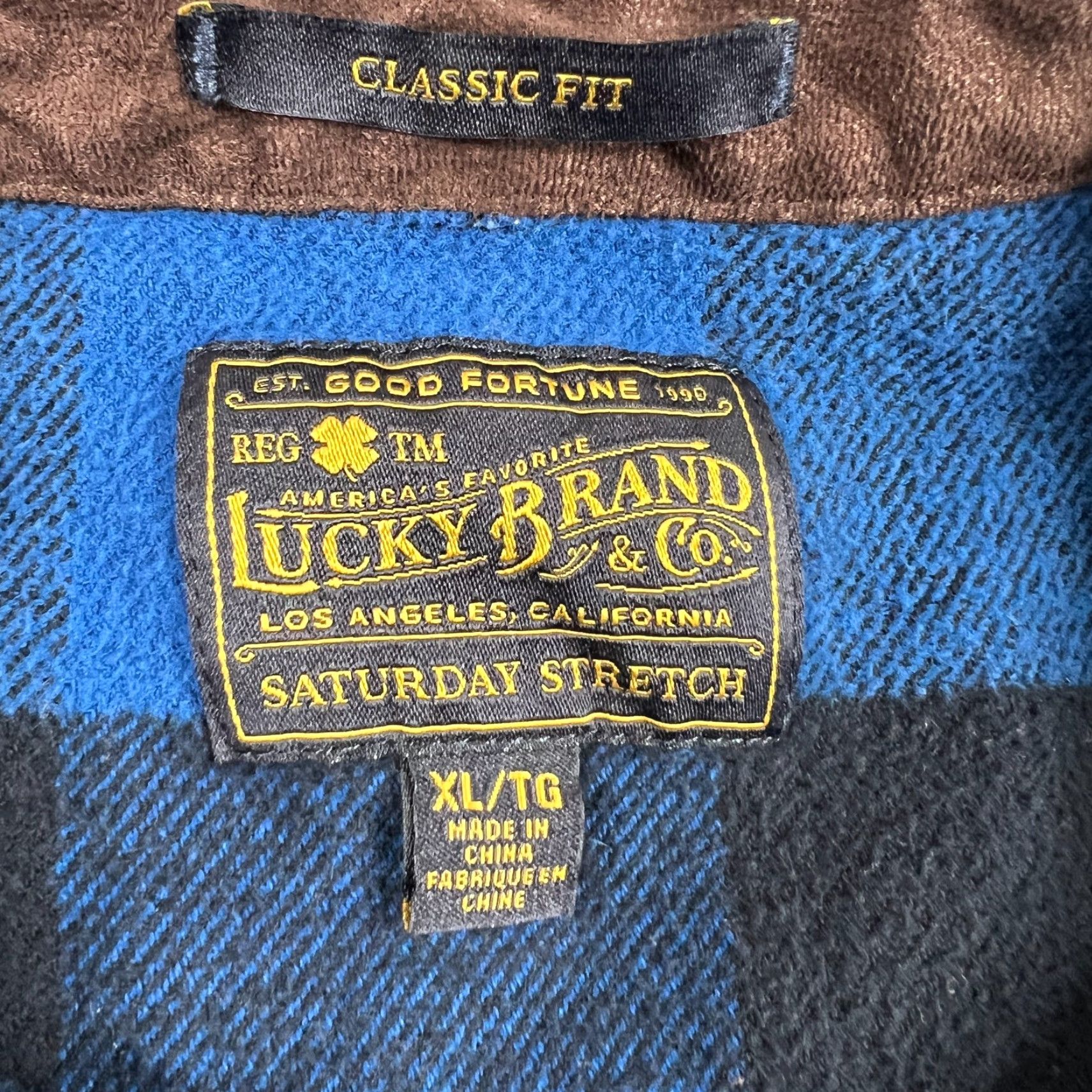 Lucky Brand Lucky Brand Shirt Mens XL Blue Plaid Flannel Classic Fit Stretch Pocket Button-Up Size US XL / EU 56 / 4 - 3 Thumbnail