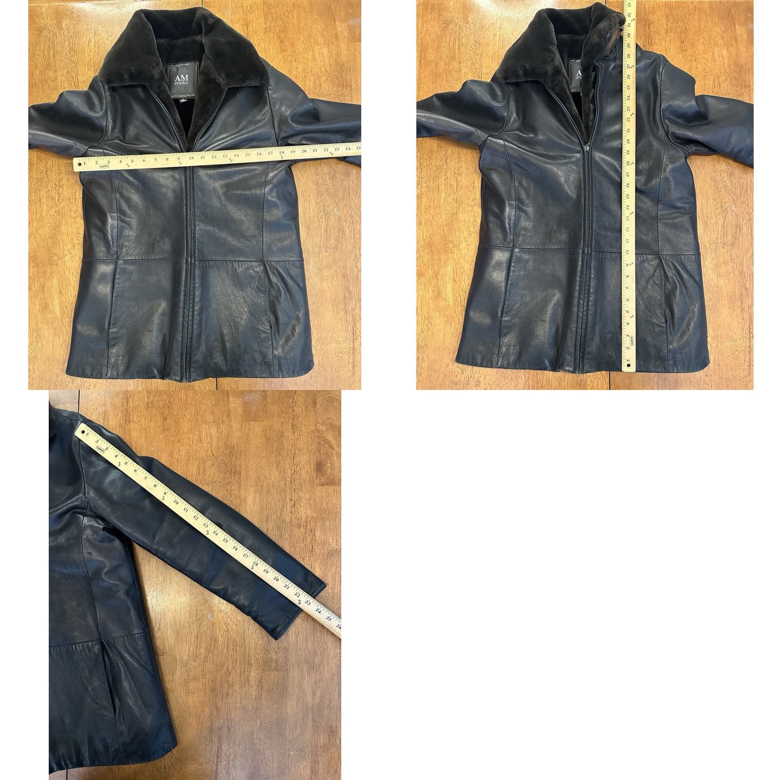 Vintage AM Studio Faux Leather Faux Fur Jacket Small Trench Zip Up Women’s Size S / US 4 / IT 40 - 8 Thumbnail