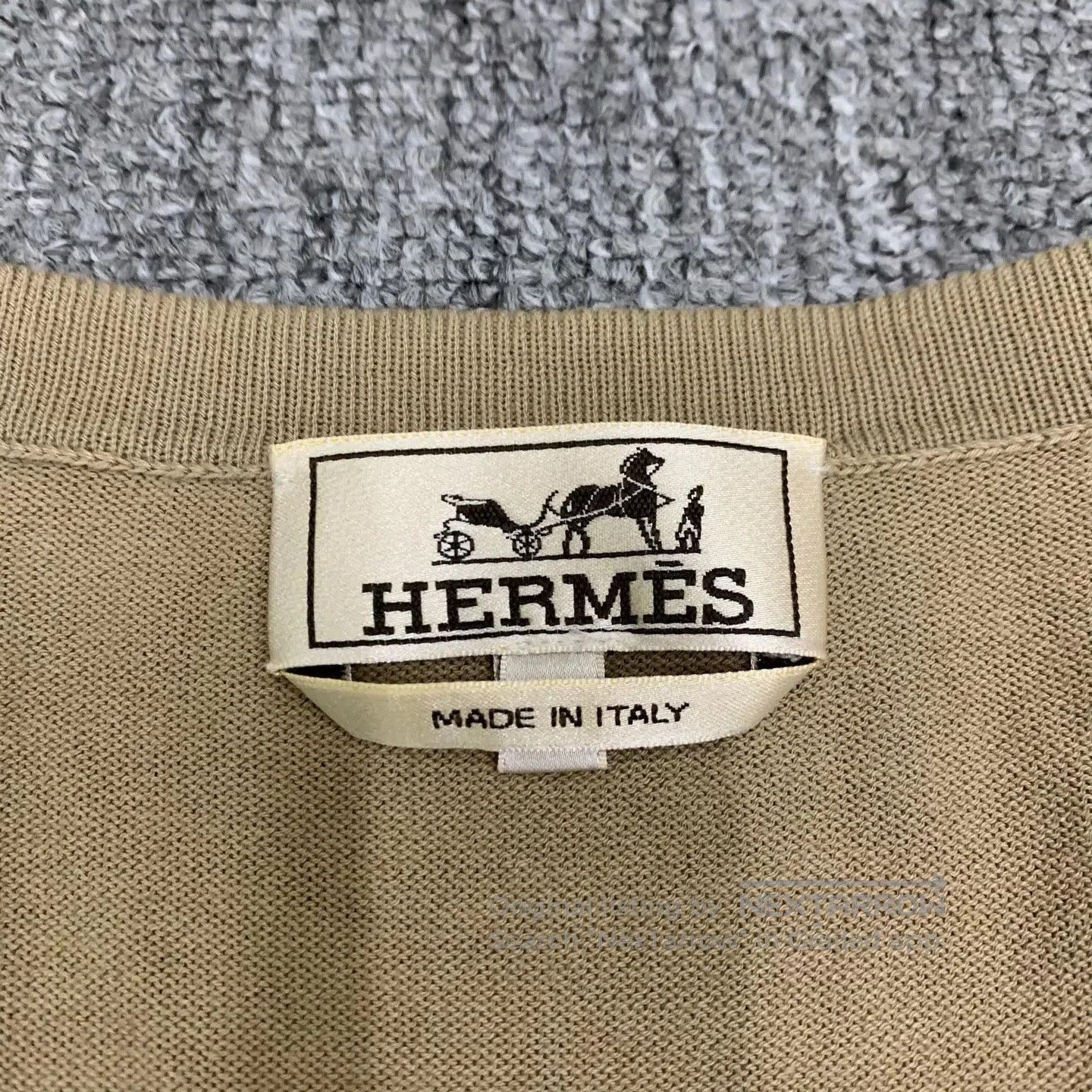 Hermes Beige Button-Front Long Sleeve Knit Cardigan. Size US XL / EU 56 / 4 - 8 Thumbnail