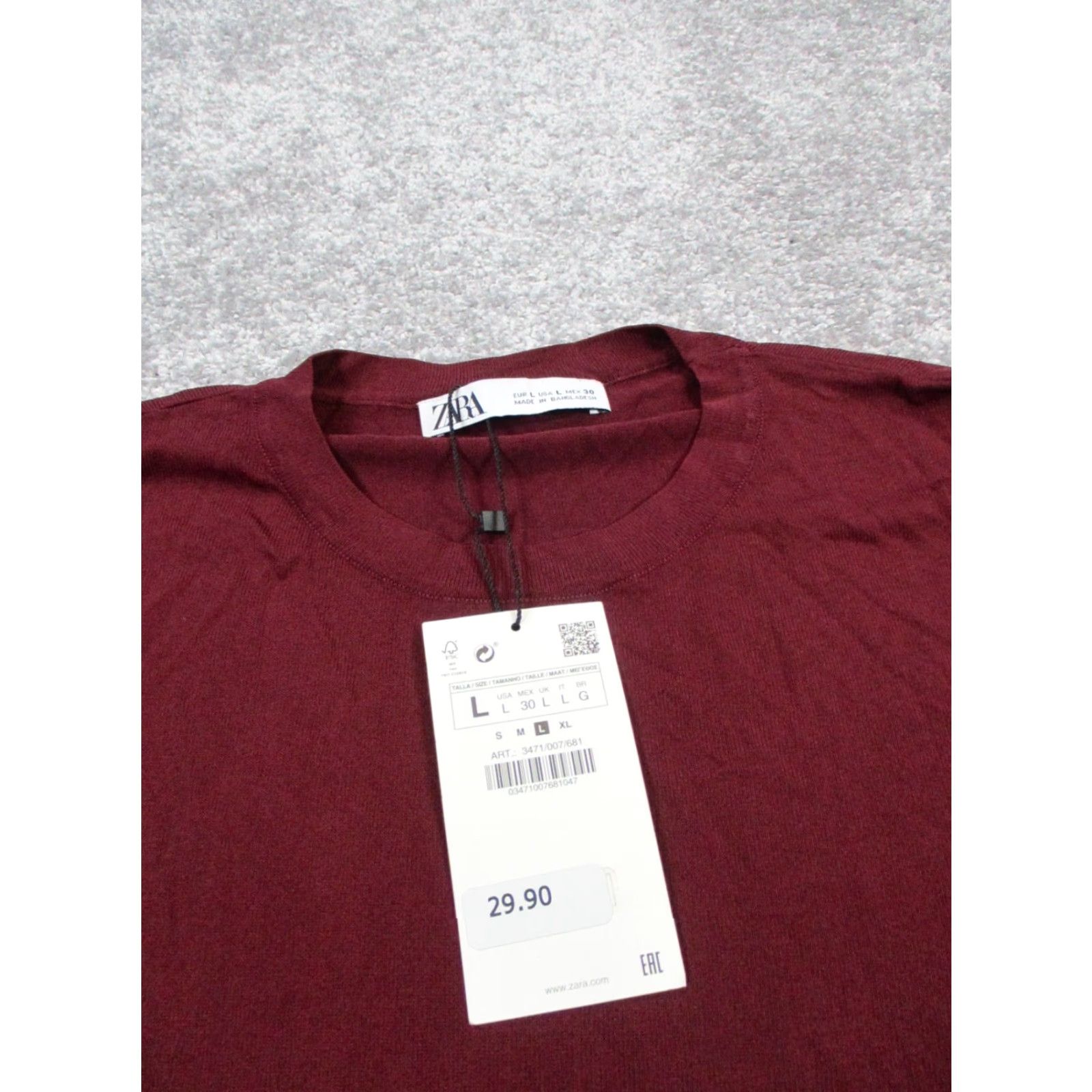 Zara Zara Shirt Womens L Red Knit Pullover Crew Neck Casual Basic Cotton Knit Short Sleeve T-Shirt - 80s? Size L / US 10 / IT 46 - 2 Thumbnail