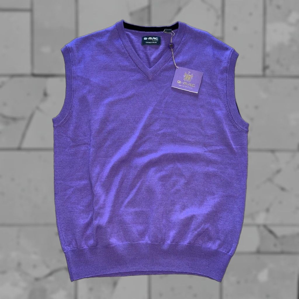Vintage VINTAGE Kartel Wool V-Neck Sweater Vest Men L Purple Sweater, Solid, Knit Size US L / EU 52-54 / 3 - 1 Thumbnail