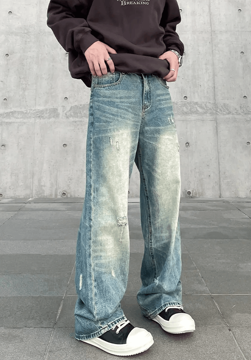 Japanese Brand × Vintage Vintage Distressed Baggy Blue Jeans Size US 28 / EU 44 - 2 Thumbnail
