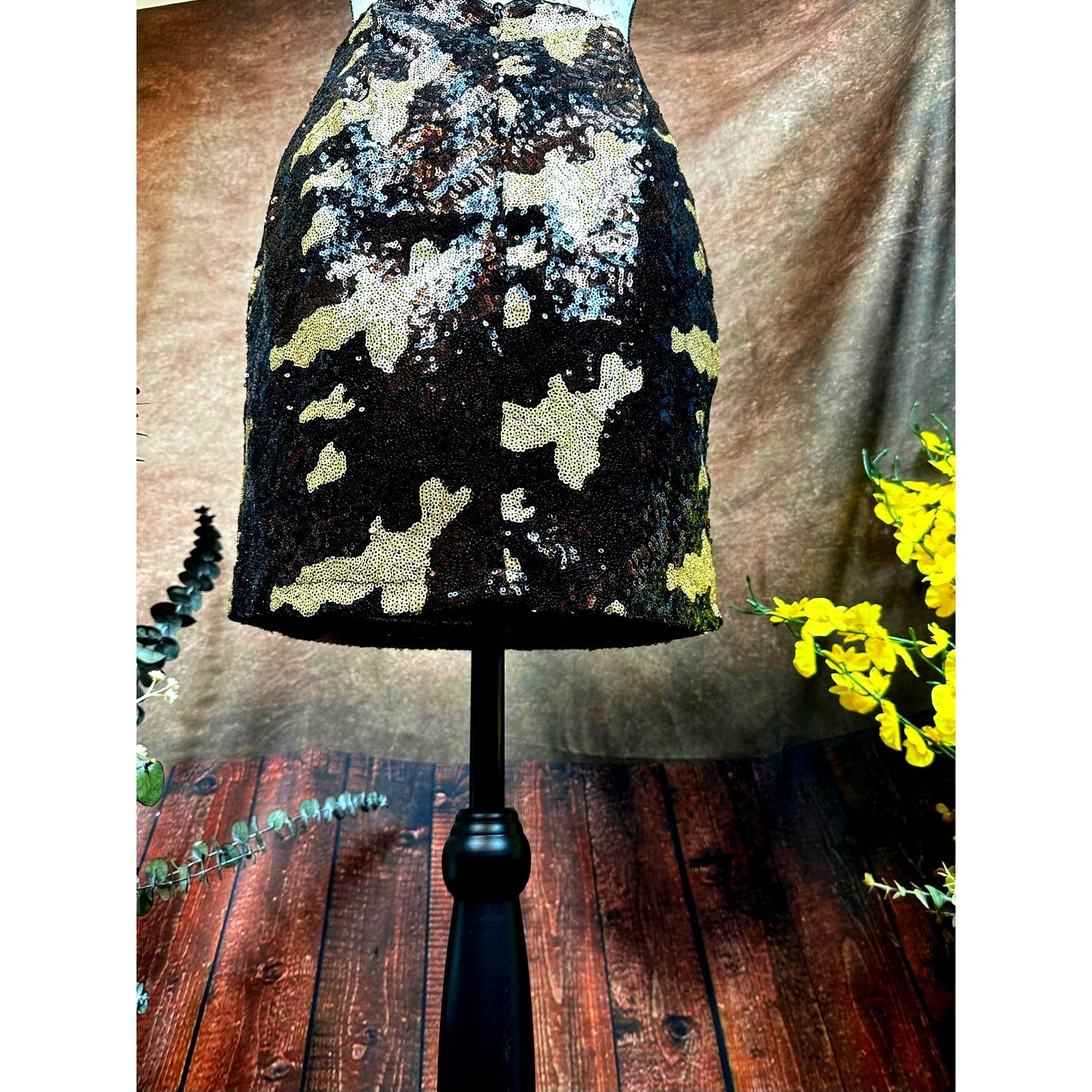 Other 382 Sequined Camouflage Mini Skirt - Brown Multi - size S Size 28" / US 6 / IT 42 - 16 Thumbnail
