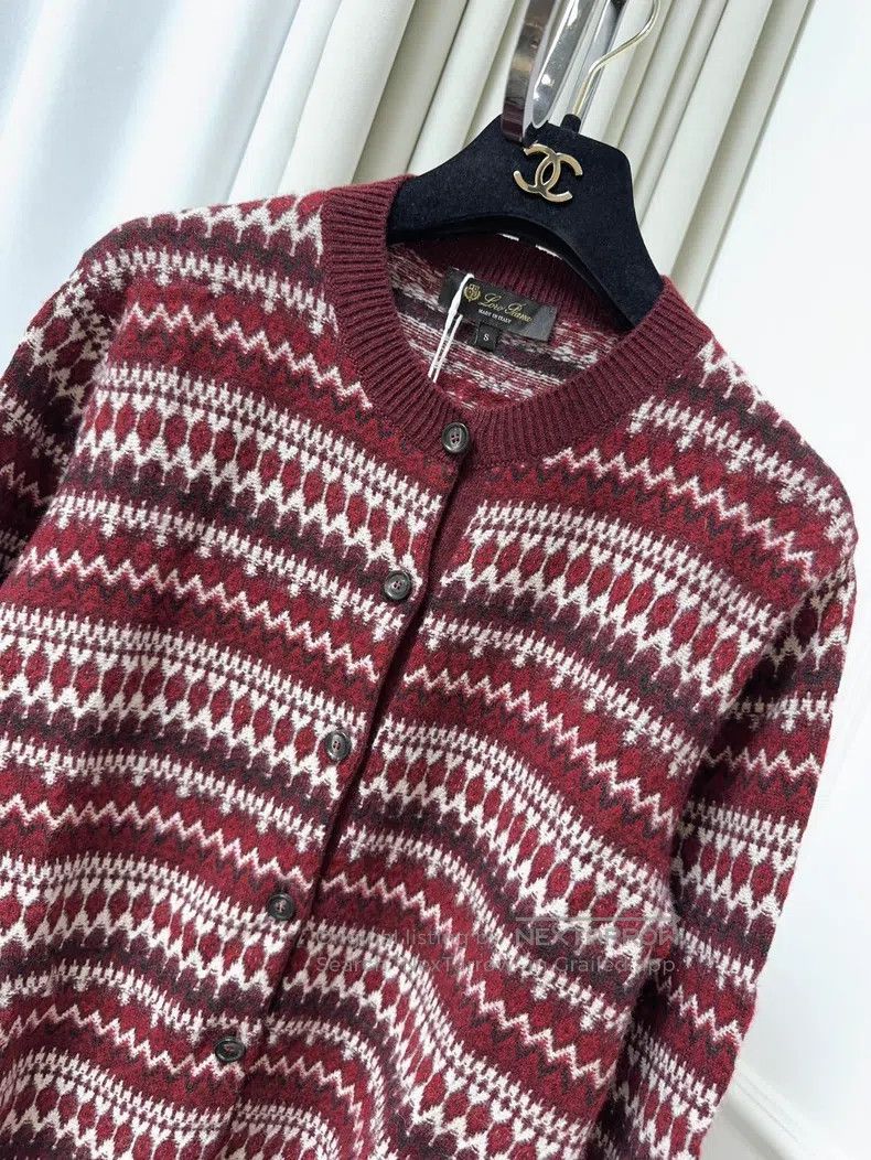 Loro Piana Loro Piana Holiday Limited Wine Red Fair Isle Knit Wool an Size S / US 4 / IT 40 - 3 Thumbnail