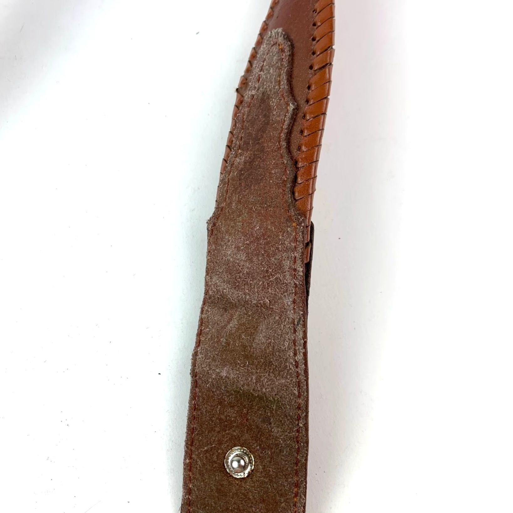 Vintage VINTAGE Western Belt Men's Brown Ostrich Print Concho Braided Edge 39" Brown 1.5" Mens 39" Silver-Tone Metal Concho Accessories Size 38 - 6 Thumbnail