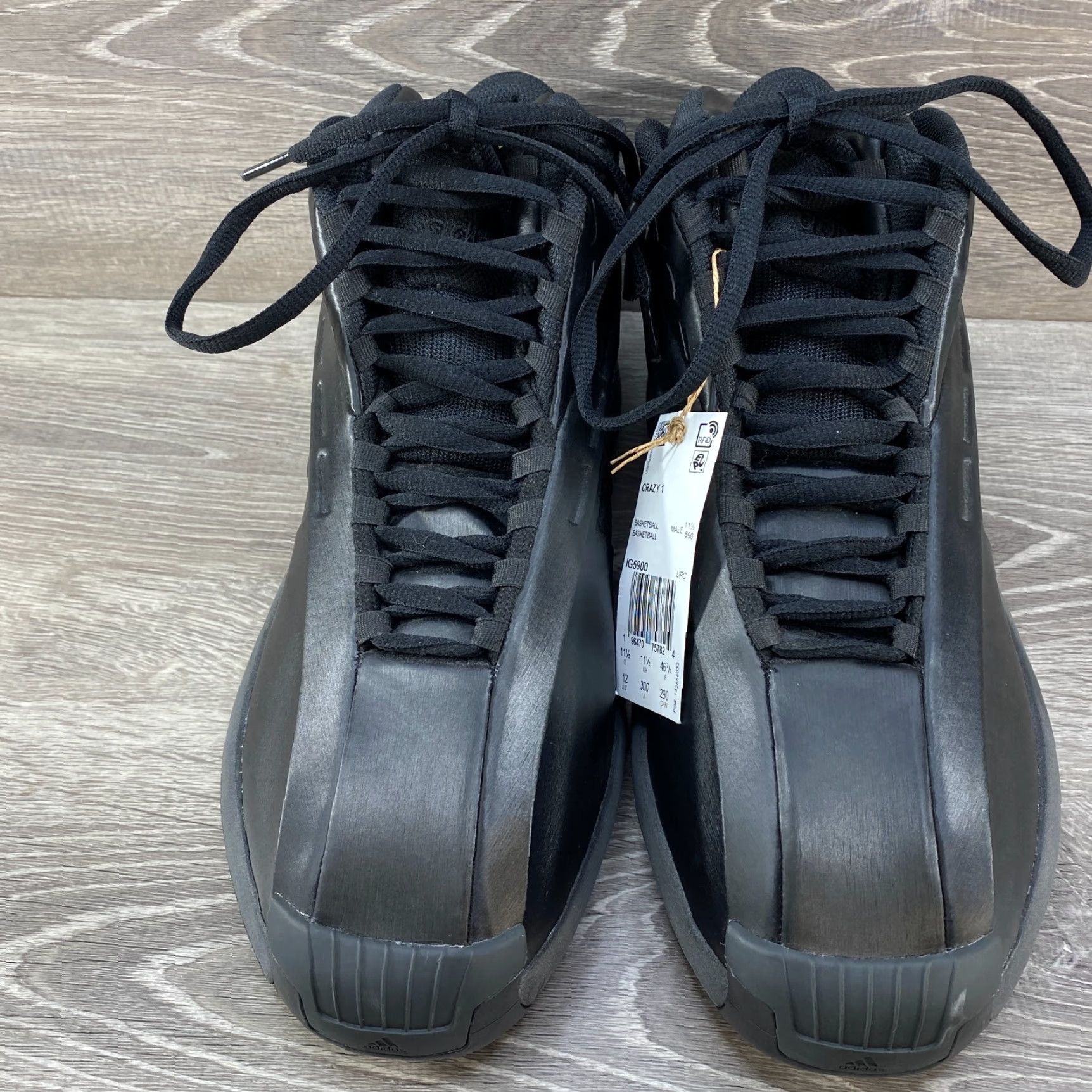 Adidas NEW Adidas Crazy 1 Mens US 12 Triple Black Streetwear Basketball Kobe Vtg Retro Size ONE SIZE - 4 Thumbnail
