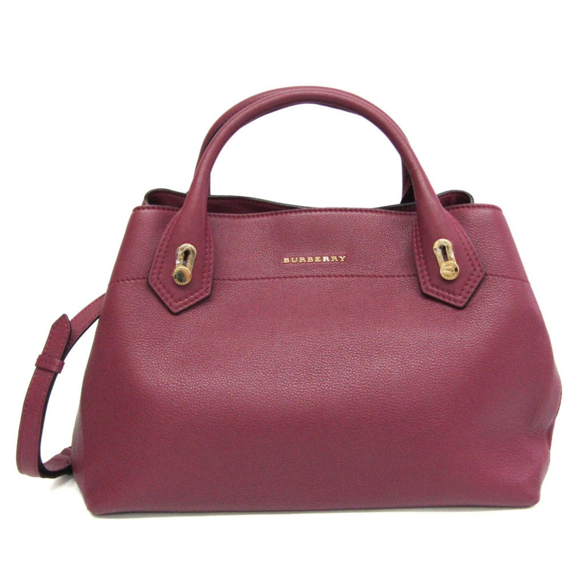 image of Burberry 2Way Bag Women's Leather Handbag,shoulder Bag Bordeaux in Red