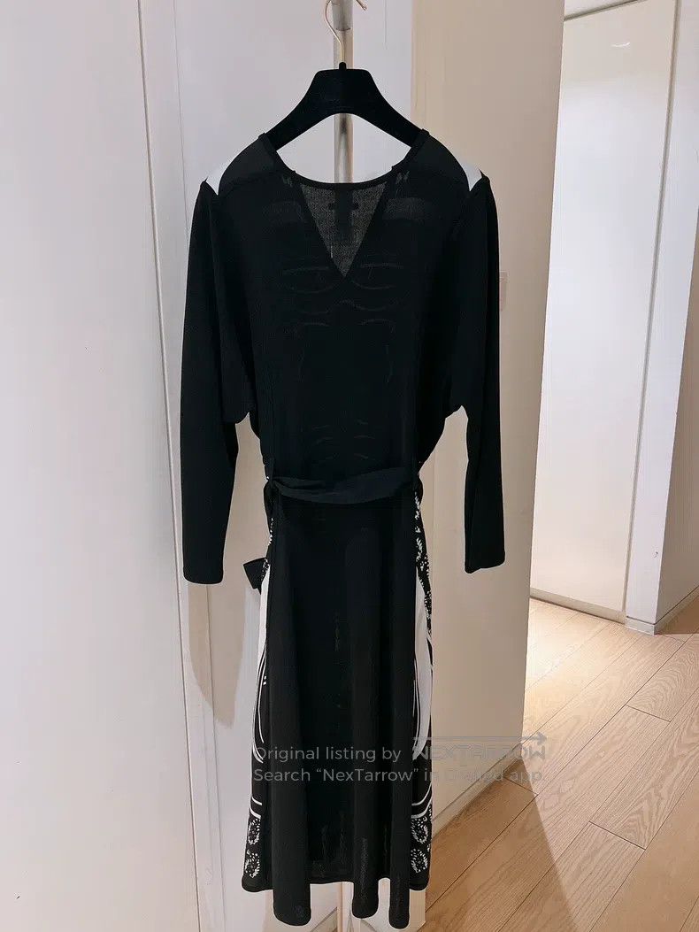 Hermes Hermes Black and White Patchwork Silk Dress Size XXS / US 00 / IT 34 - 2 Thumbnail