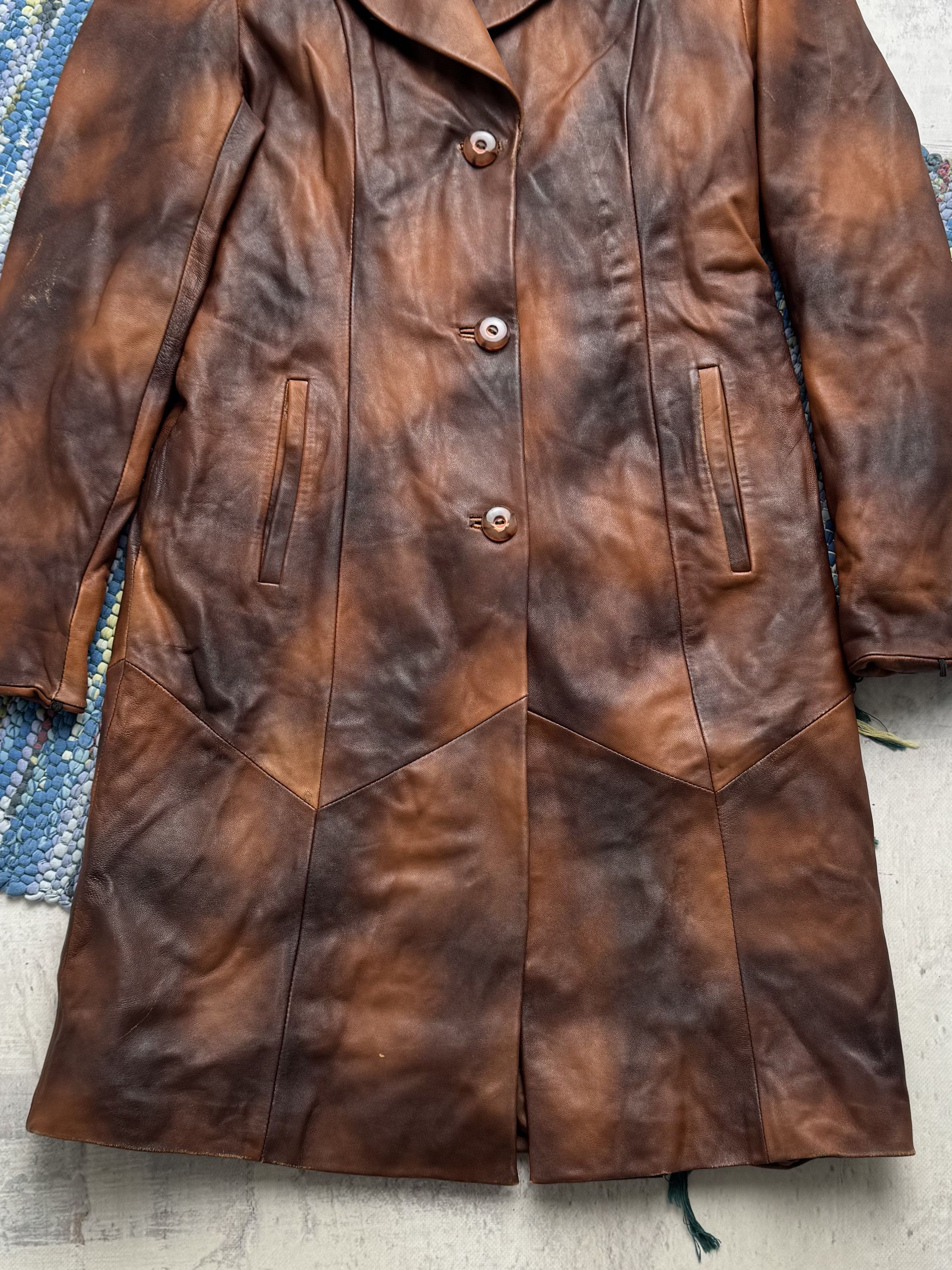 Vintage Vintage Faded Leather Coat A8(V1)D15 Size S / US 4 / IT 40 - 3 Thumbnail