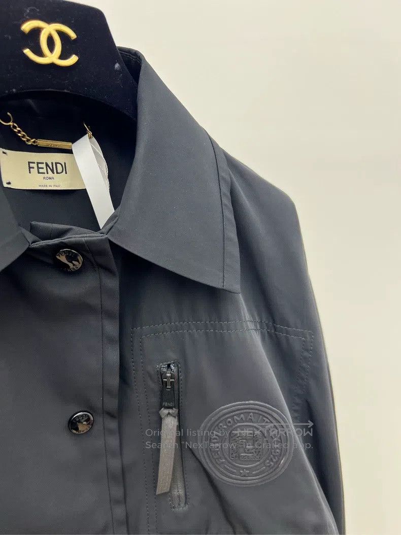 Fendi Fendi Beige Logo Shirt Collar Lamb Leather Jacket Size 4XL / US 24-26 - 3 Thumbnail