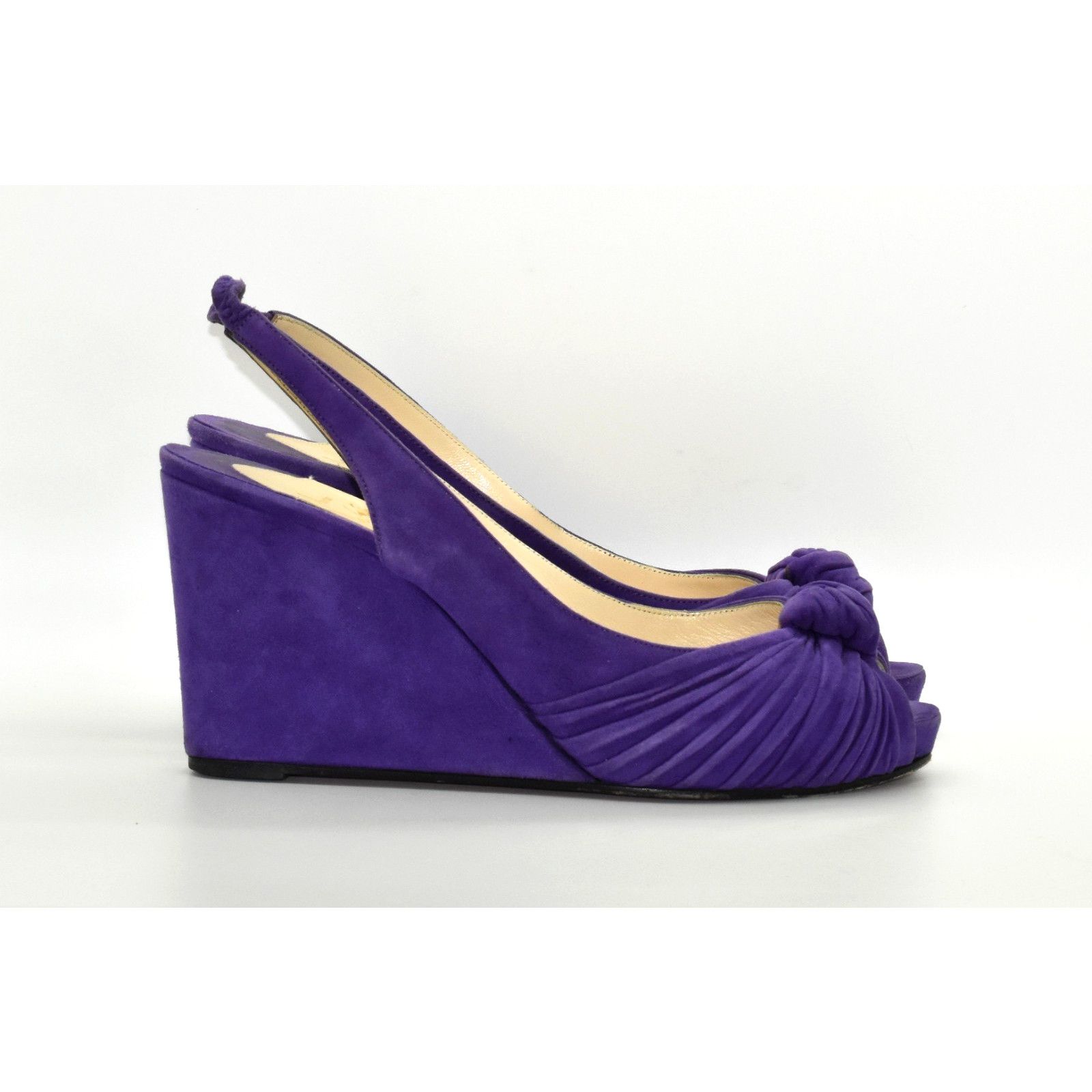 Christian Louboutin CHRISTIAN LOUBOUTIN Peep Toe Wedge Slingbacks Sz 40.5 $950 Size US 10.5 / IT 40.5 - 2 Thumbnail