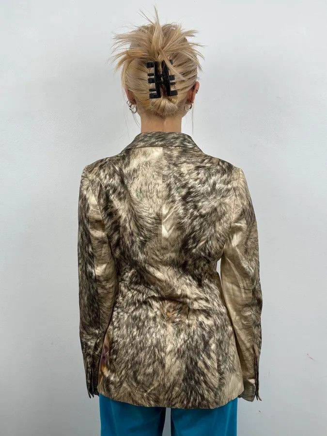 Roberto Cavalli AW1999 Roberto Cavalli Wolf Fur Effect Beige Blazer Jacket Size M / US 6-8 / IT 42-44 - 3 Thumbnail