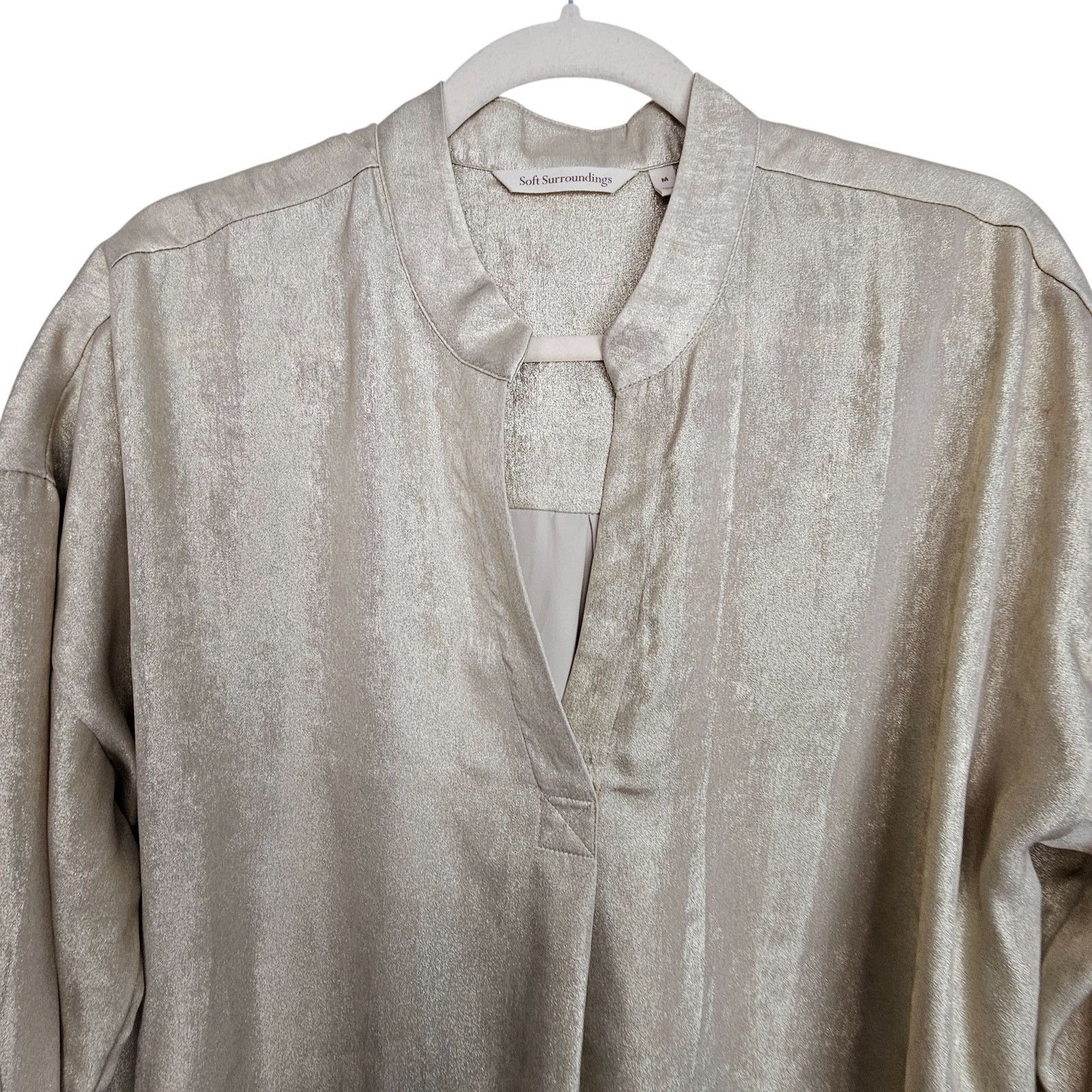 Soft Surroundings Soft Surroundings Womens Gold Metallic Tunic Sz M Lagenlook Size M / US 6-8 / IT 42-44 - 2 Thumbnail