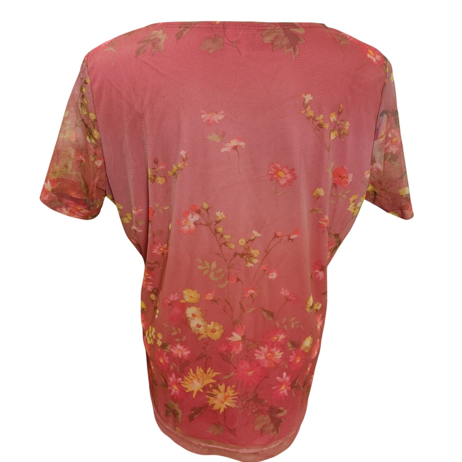 Other Notations Womens LG Pink Sheer Lined Grannycore Floral Top Size L / US 10 / IT 46 - 2 Thumbnail