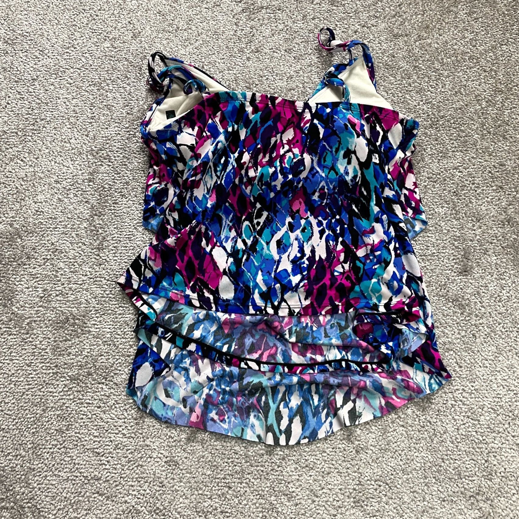 AQUA Aqua Green Swimwear Tankini Women S Multicolor Floral Padded Spaghetti Beach Tank Top Size ONE SIZE - 2 Thumbnail