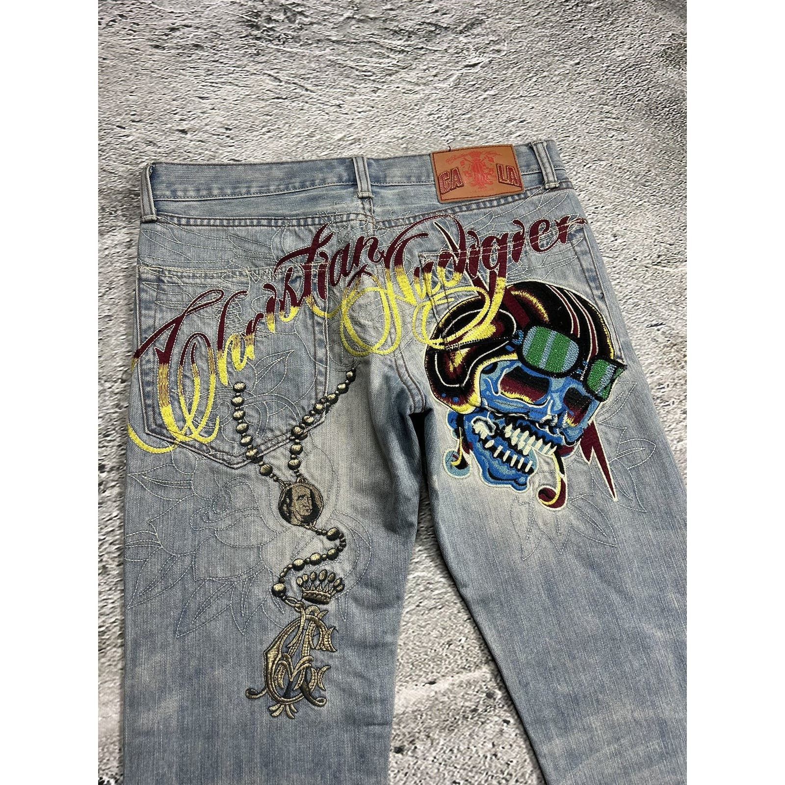 Maillot De Bain Short Ed Hardy Surf Or Die - Taille 33, Motifs Tatouage Vintage - Occasion Très Bon état