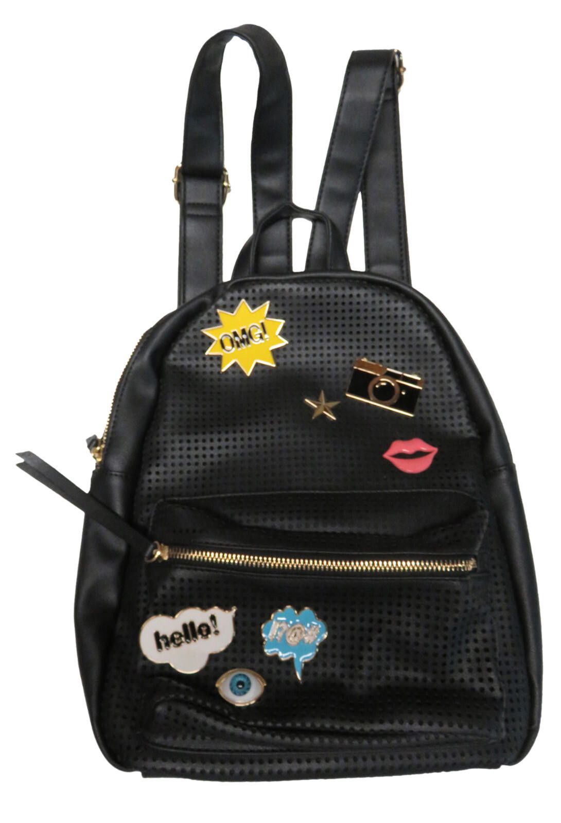 Designer Imoshion Vegan Leather Backpack Emoji Symbols Black OMG Size ONE SIZE - 1 Thumbnail
