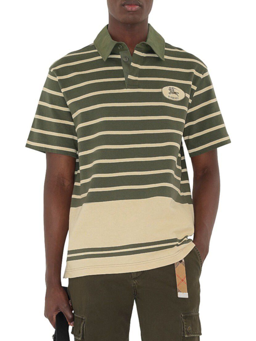 Burberry os11x0326 Striped Polo Shirt in Green/Beige Size US M / EU 48-50 / 2 - 3 Thumbnail