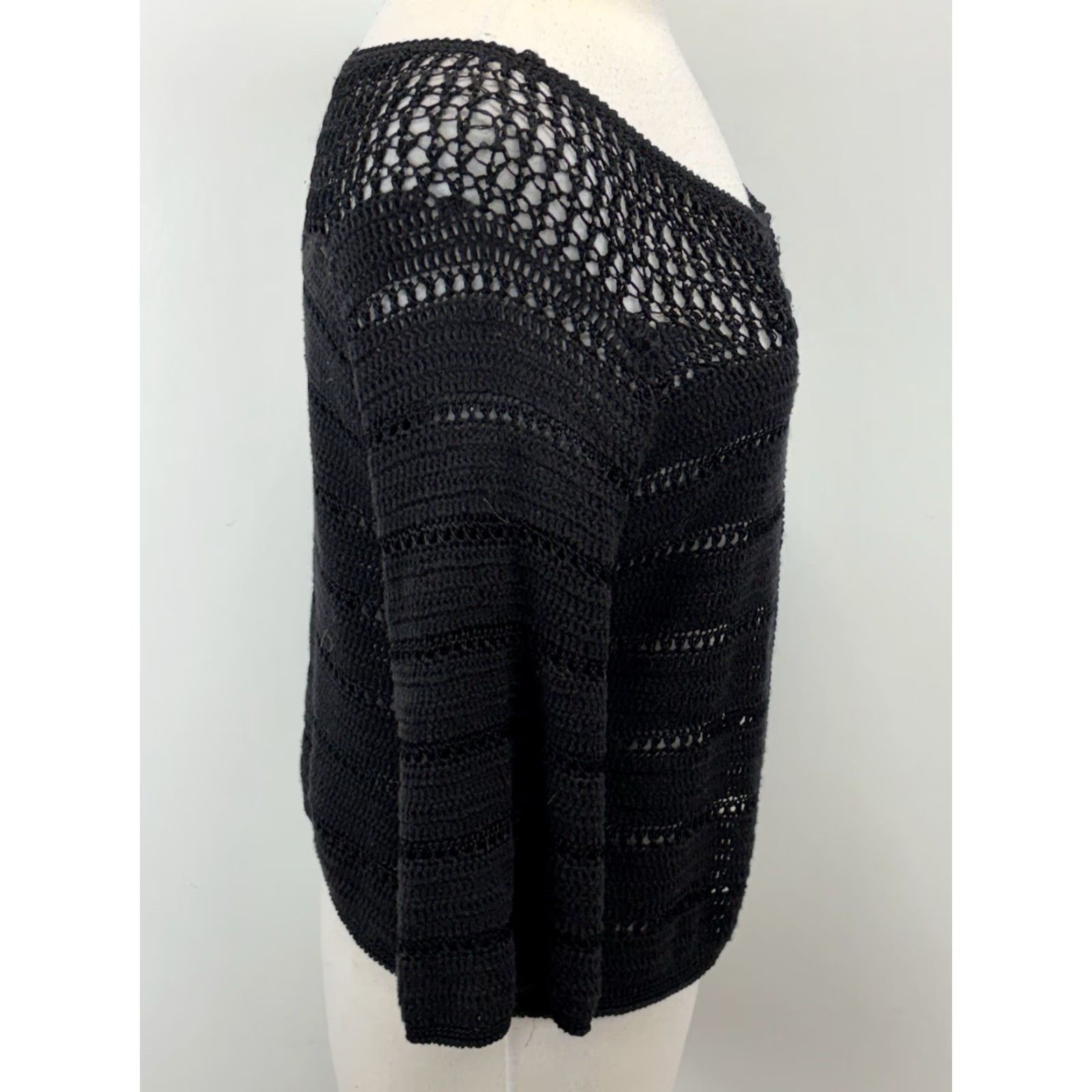 Vintage VINTAGE Y2K INC Crochet Cardigan Sweater Women’s Small Black Whimsigoth Fairy Crop Size S / US 4 / IT 40 - 4 Thumbnail
