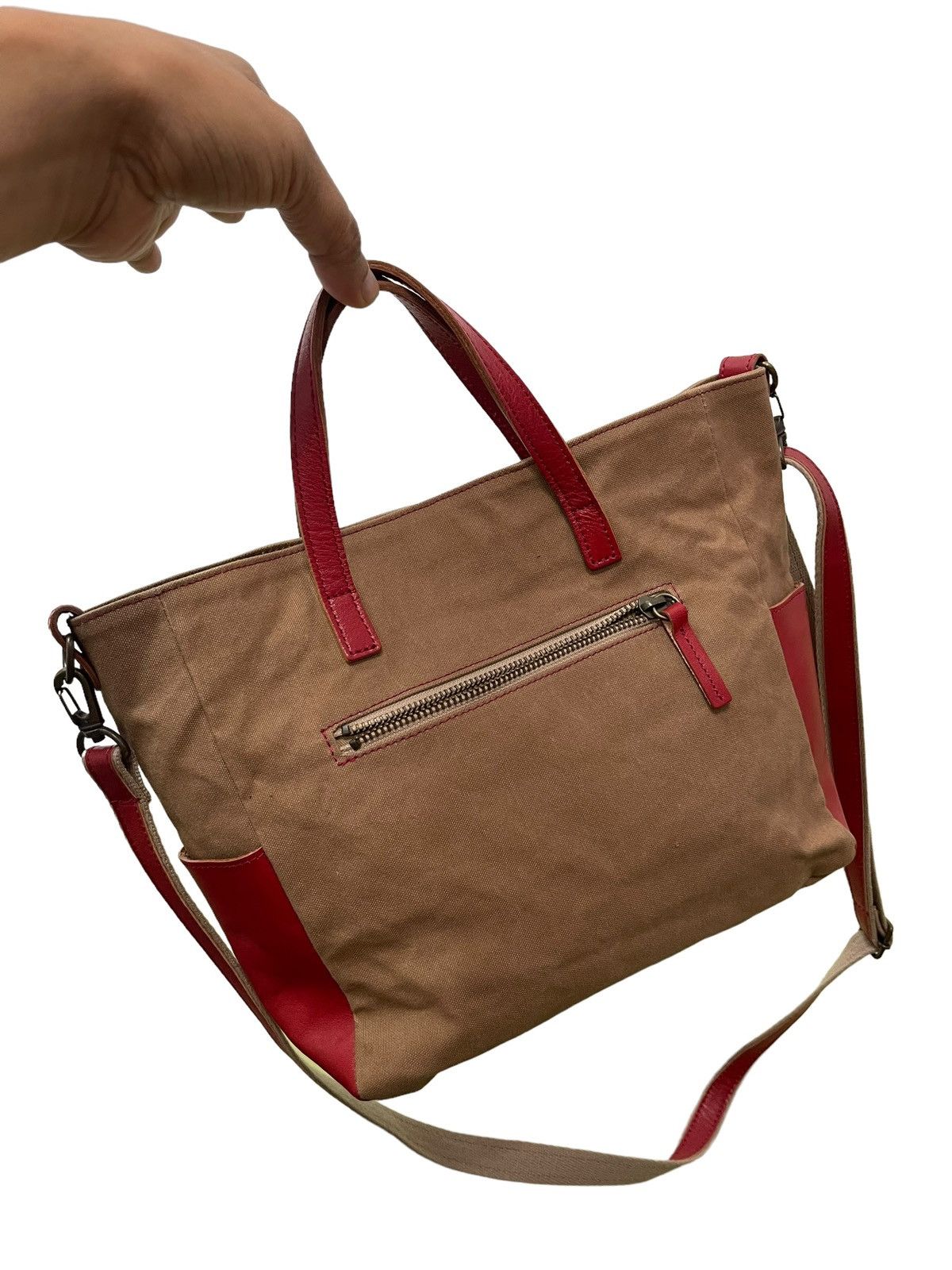 Japanese Brand Leather Cotton Canvas Lily Japan Sling Cross Body Bag 4🟩 Size ONE SIZE - 3 Thumbnail