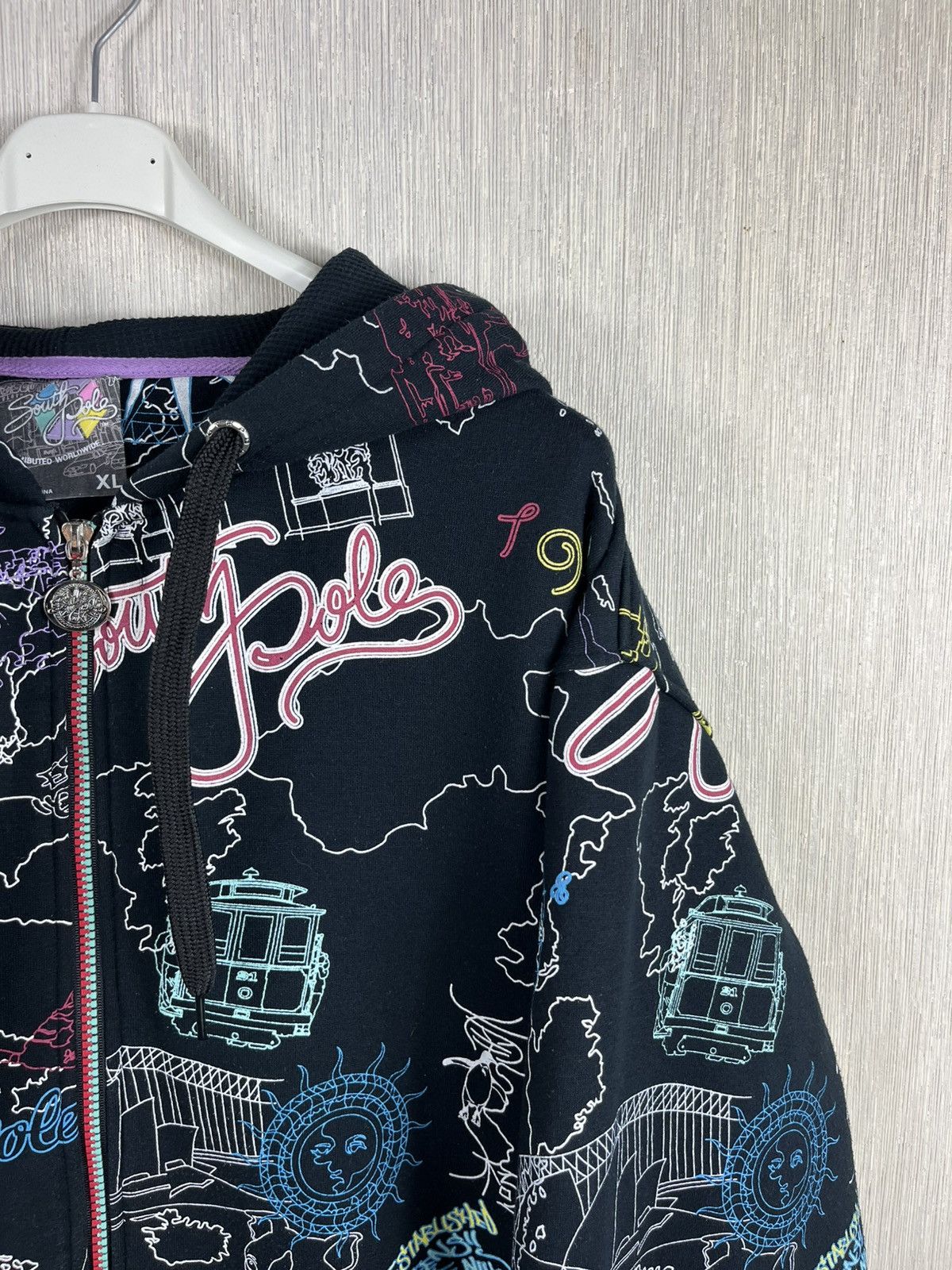 Southpole Vintage South Pole y2k all over print full zip hoodie baggy Size US XL / EU 56 / 4 - 3 Thumbnail