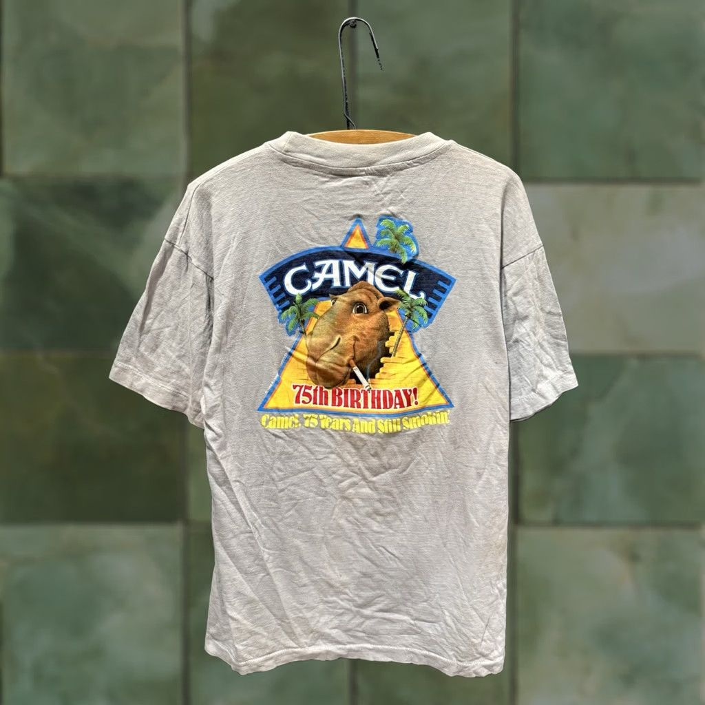 Camel VINTAGE Camel Pro Racing Joe Cool Gray Pocket Tee Shirt XL Men 80s Size US XL / EU 56 / 4 - 1 Thumbnail