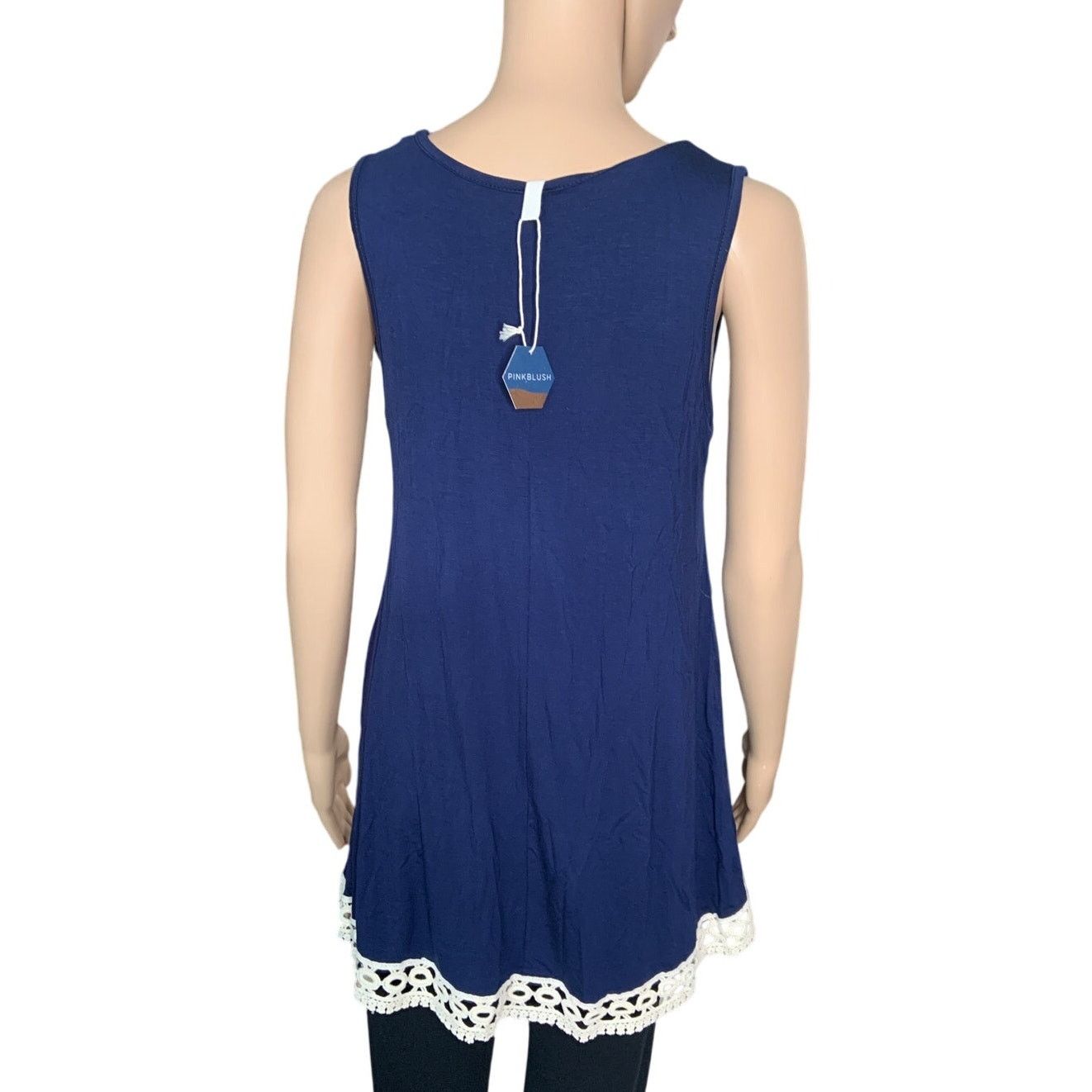 Other Pink Blush Women's Small Tunic Top Tank Blue Ivory Lace NEW Size S / US 4 / IT 40 - 2 Thumbnail