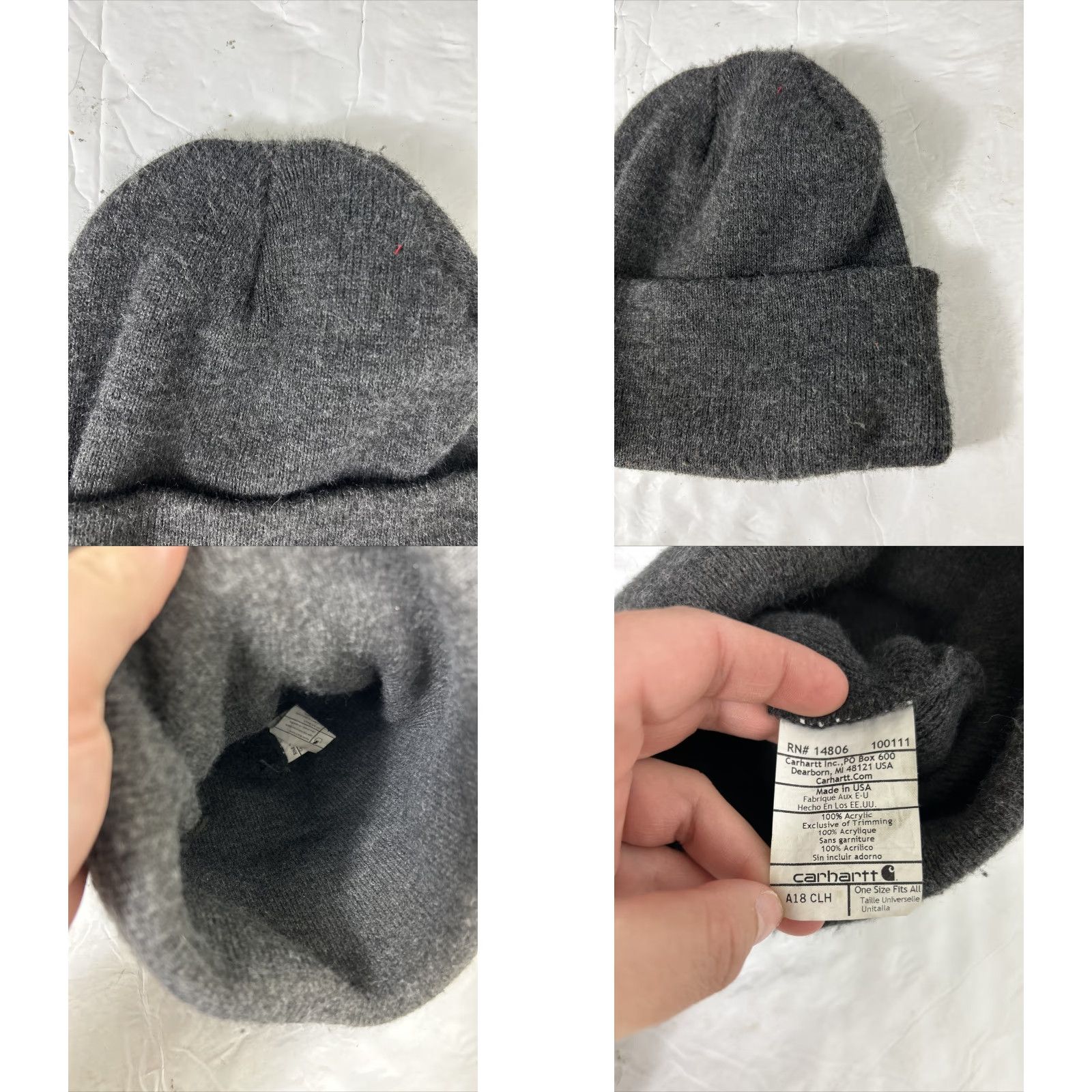 Carhartt Carhartt Beanie Men Winter Gray Acrylic Knit One Size Cap Ski Style Adult Mens Size ONE SIZE - 8 Thumbnail