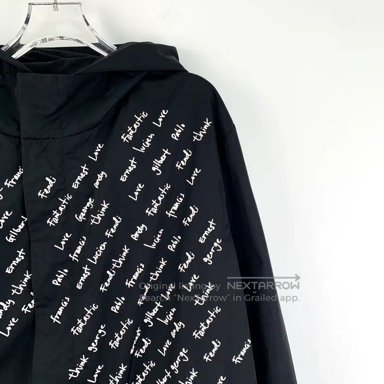 Fendi Fendi Black Logo Letter Embroidered Hooded Long Sleeve Win Size US L / EU 52-54 / 3 - 3 Thumbnail