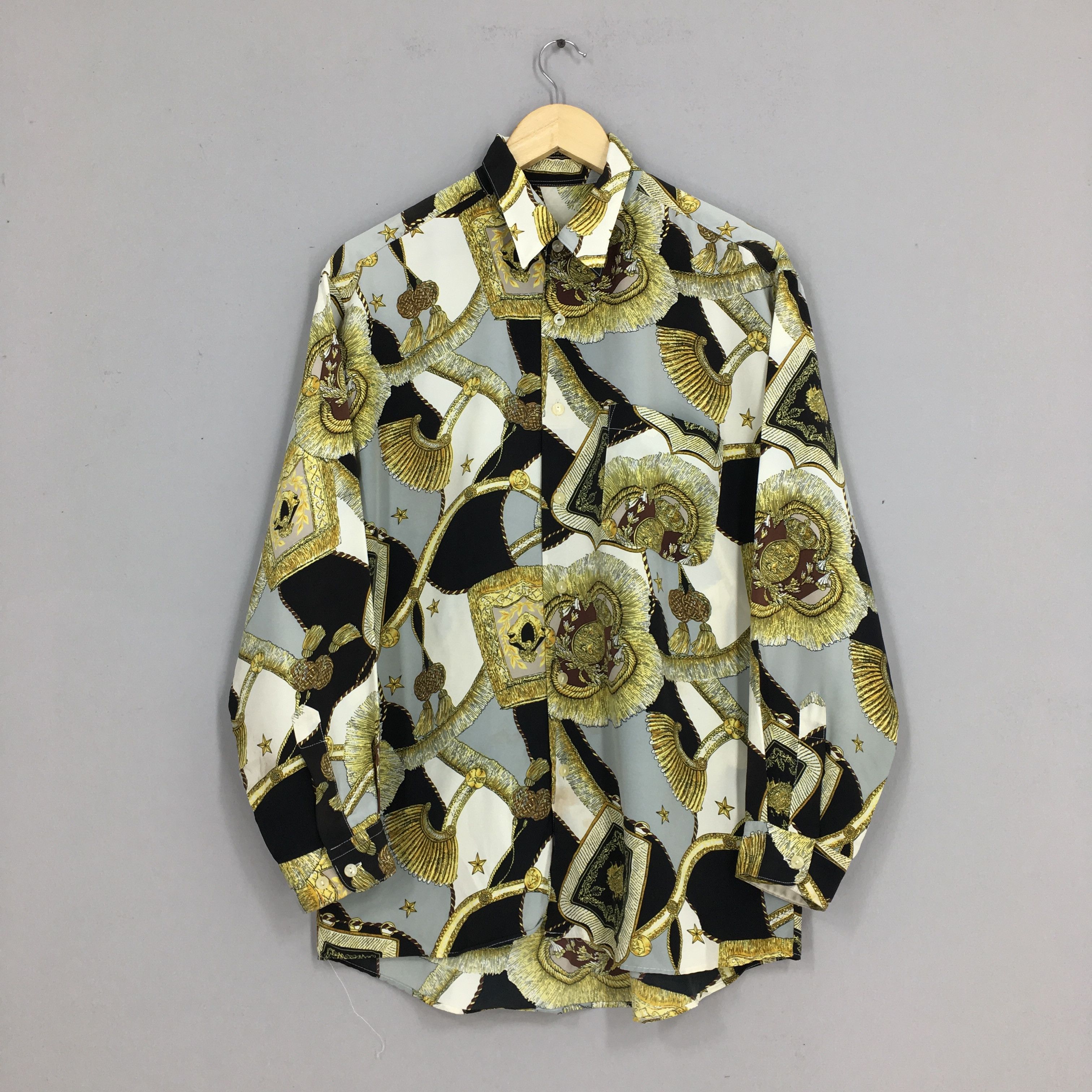 image of Art Vintage Baroque Gold Chain Designer Luxury Shirt Medium, Men's