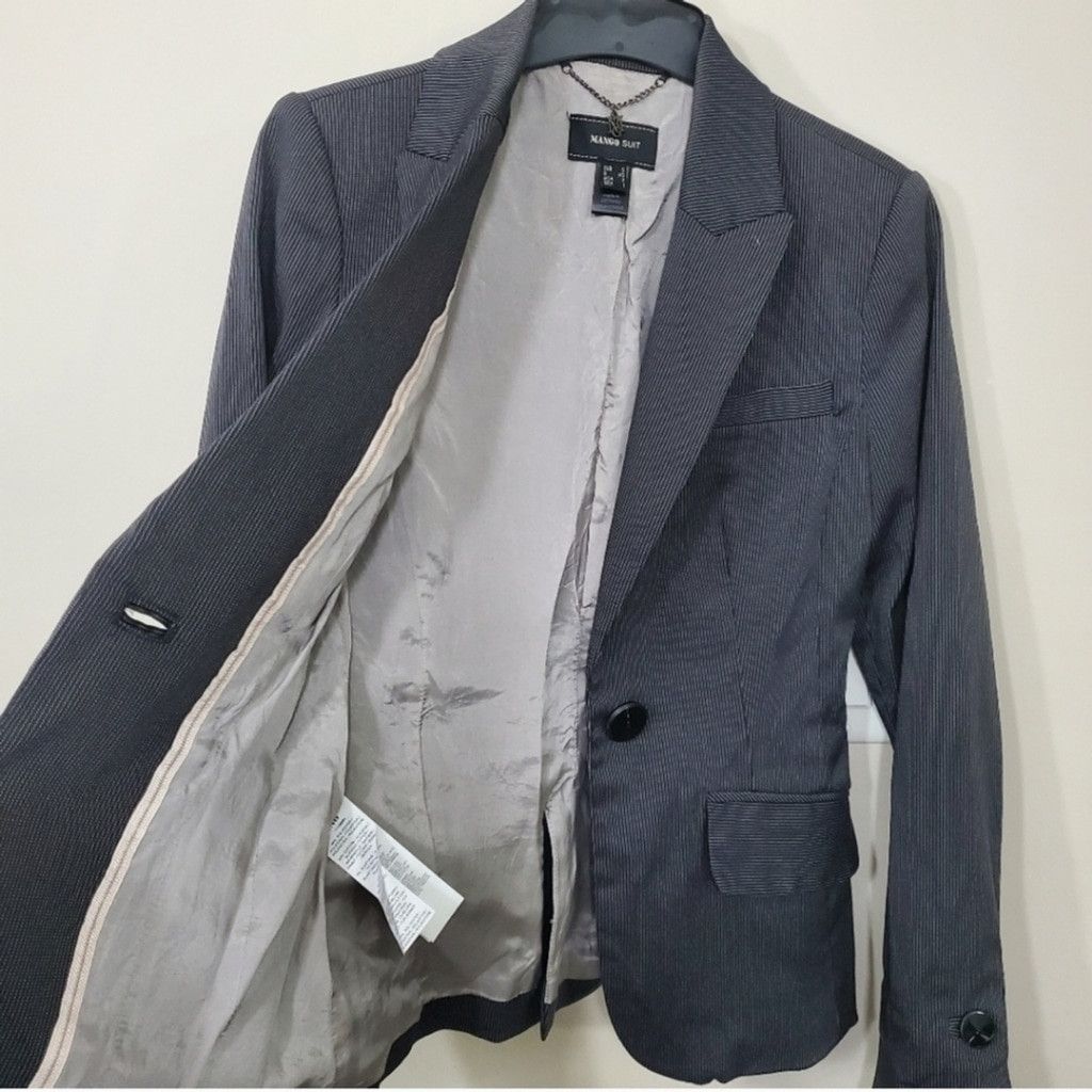 Mango Mango top suit pinstripe blazer print dark grey Size XS / US 0-2 / IT 36-38 - 5 Thumbnail