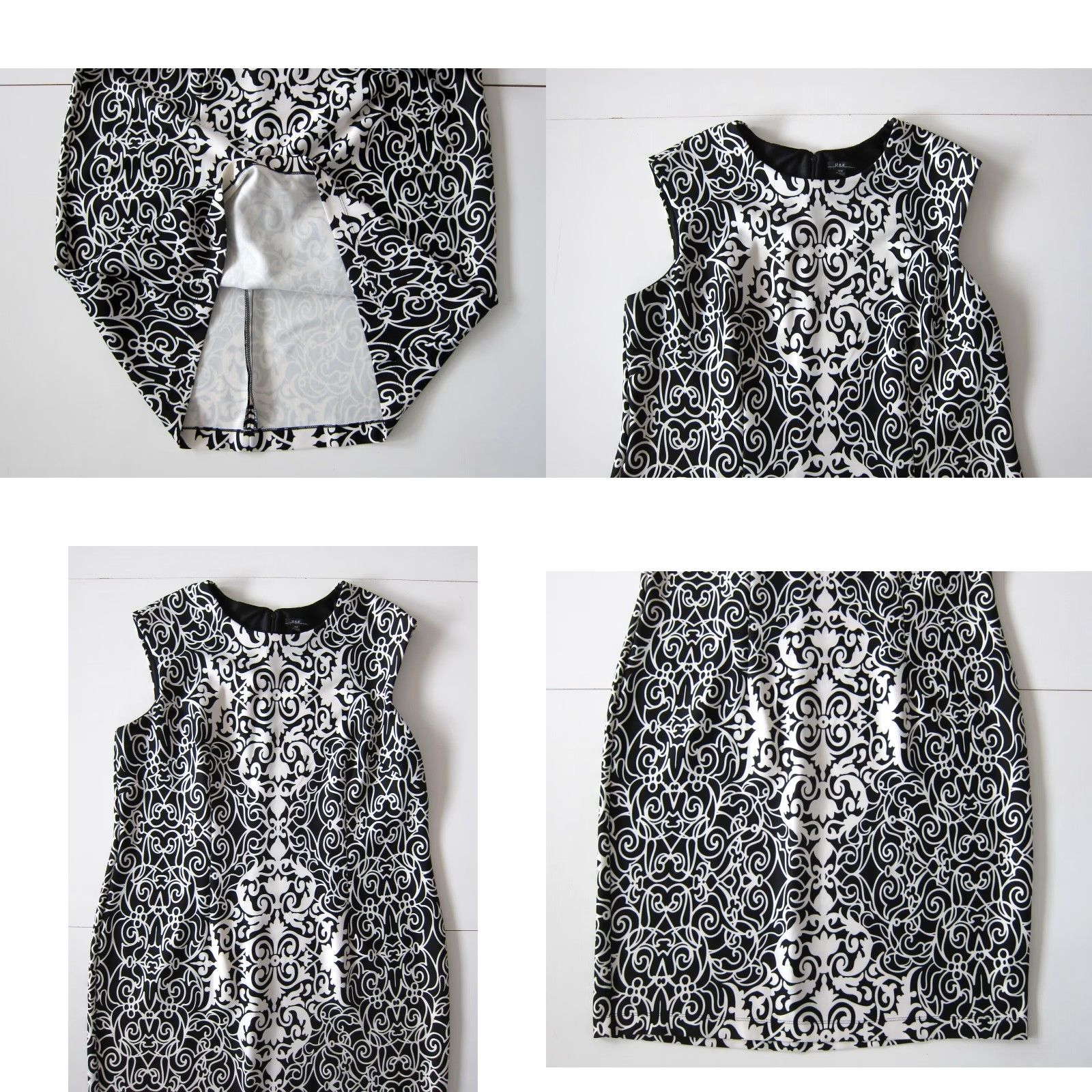 Vintage VINTAGE R&K Black White Floral Paisley Sleeveless Shift Sheath A-Line Tunic Dress 18W Size XXL / US 16-18 / IT 52-54 - 8 Thumbnail