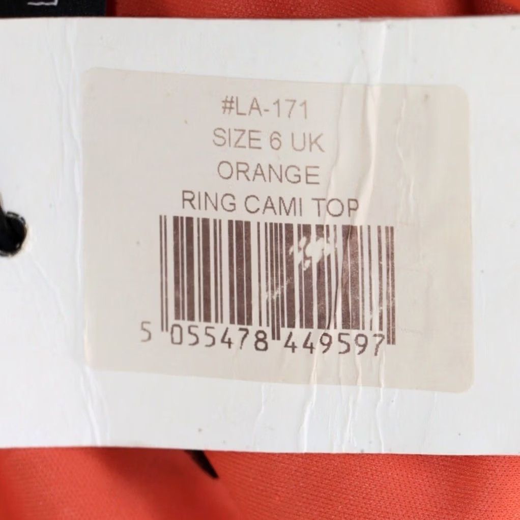 Vintage Lavish Alice Cami Top Orange Satin Tie Wrap Front Rose Gold Ring Detail UK6 Women Regular Sleeveless Party/Cocktail Casual Size M / US 6-8 / IT 42-44 - 6 Thumbnail