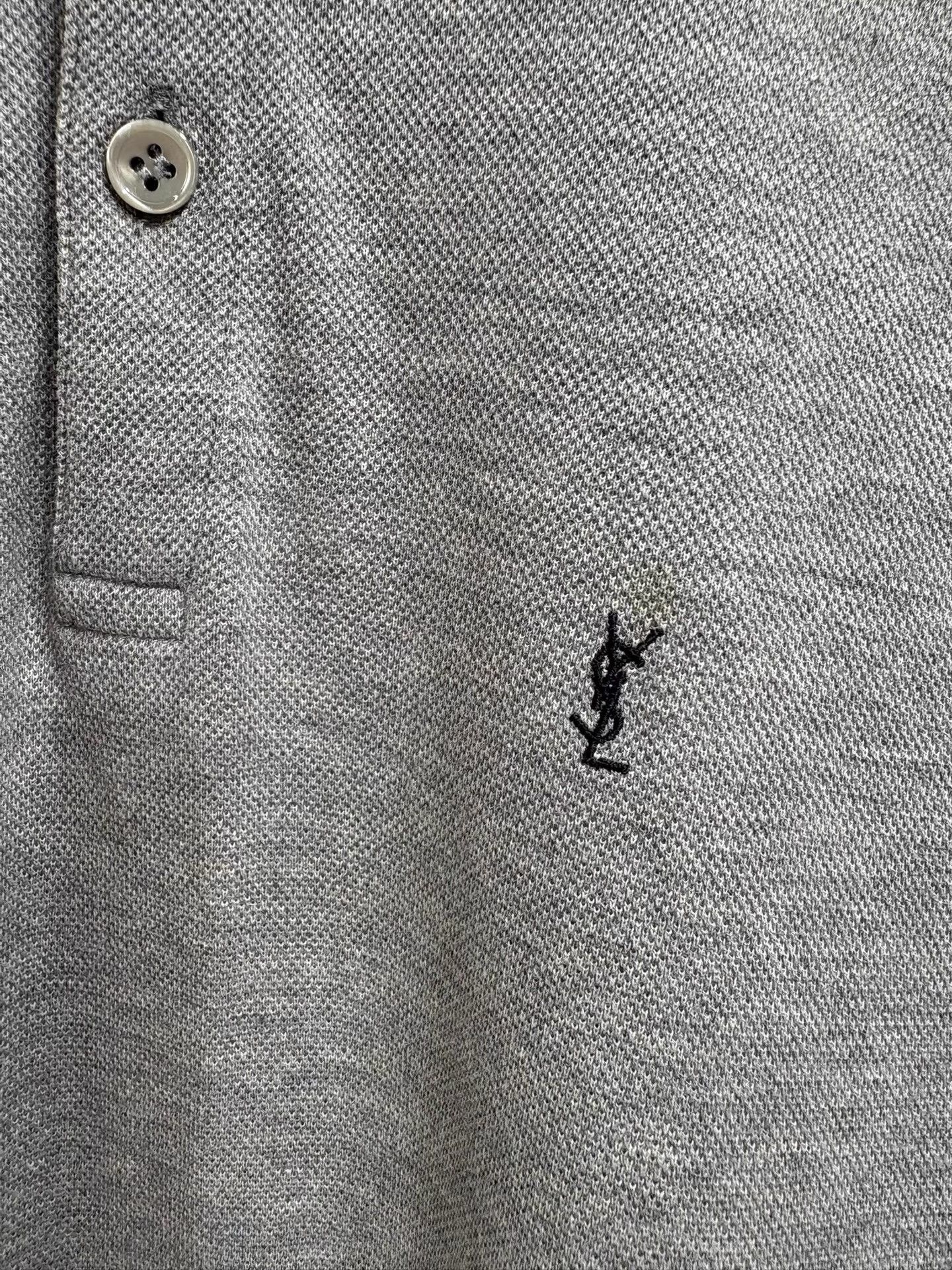 Saint Laurent Paris Saint Laurent Men's Grey Short Sleeve Polo Shirt K29 Size US L / EU 52-54 / 3 - 3 Thumbnail