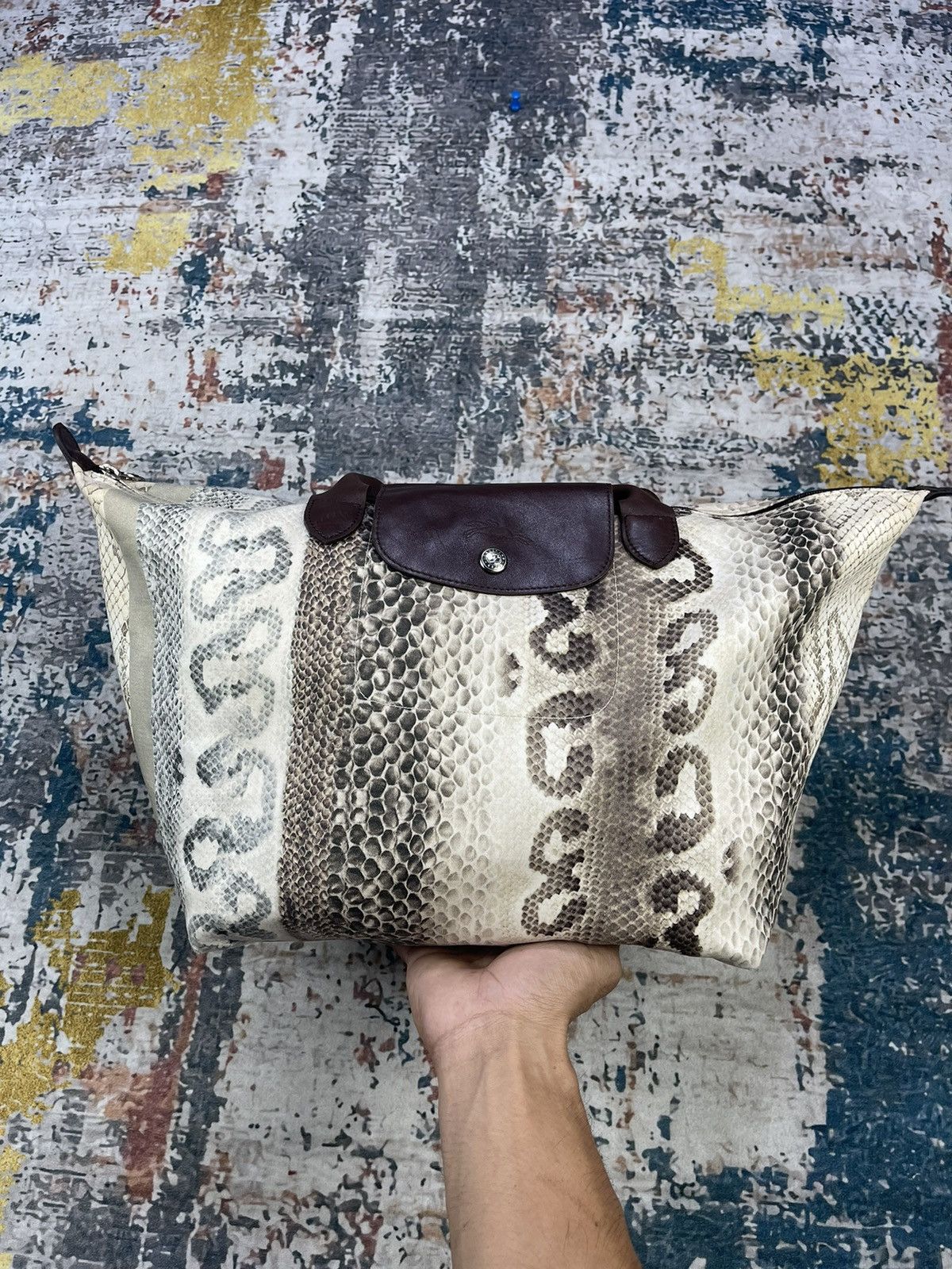 Longchamp Longchamp Le Pliage Snake Skin Print Tote Bags Size ONE SIZE - 9 Thumbnail