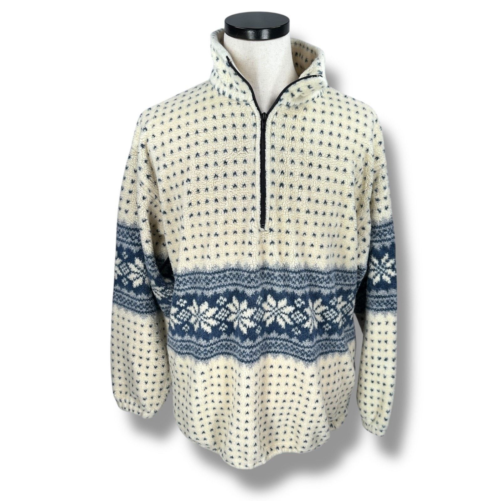 Other VTG Big Chill Fleece Jacket Adult XL Cream Blue Winter Zip Size US XL / EU 56 / 4 - 1 Thumbnail