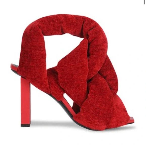 Balmain o1y0625 Velvet Sandals in Red Size US 6 / IT 36 - 1 Thumbnail