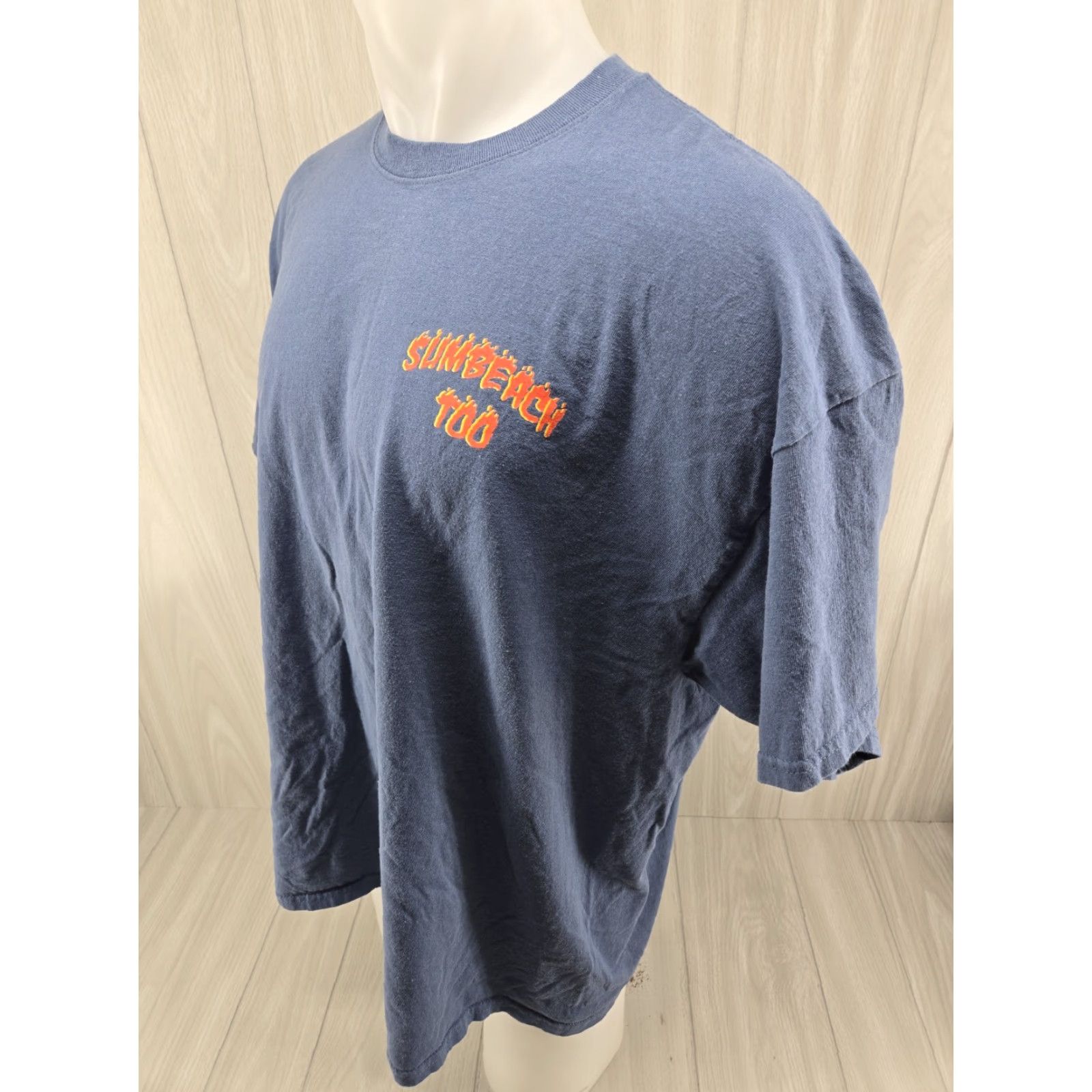 Vintage Back Mud Truck Sumbeach T00 Men's T-Shirt 2XL Blue Graphic Print Short Sleeve Jersey 100% Cotton Size US XXL / EU 58 / 5 - 5 Thumbnail