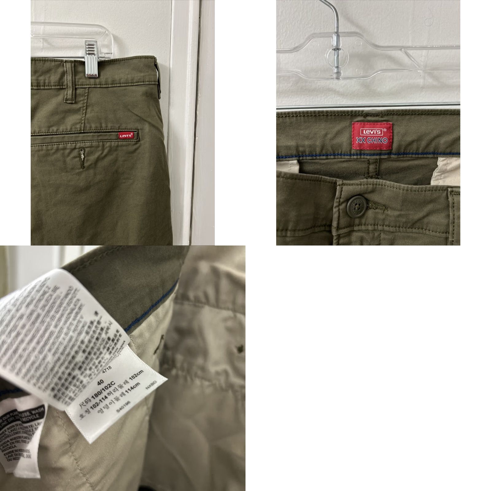 Levi's Levi's XX Chino Shorts Mens 40 Green Canvas Cotton Flat Front Casual Travel Regular Fit Pockets Zip Front Size US 40 / EU 56 - 8 Thumbnail