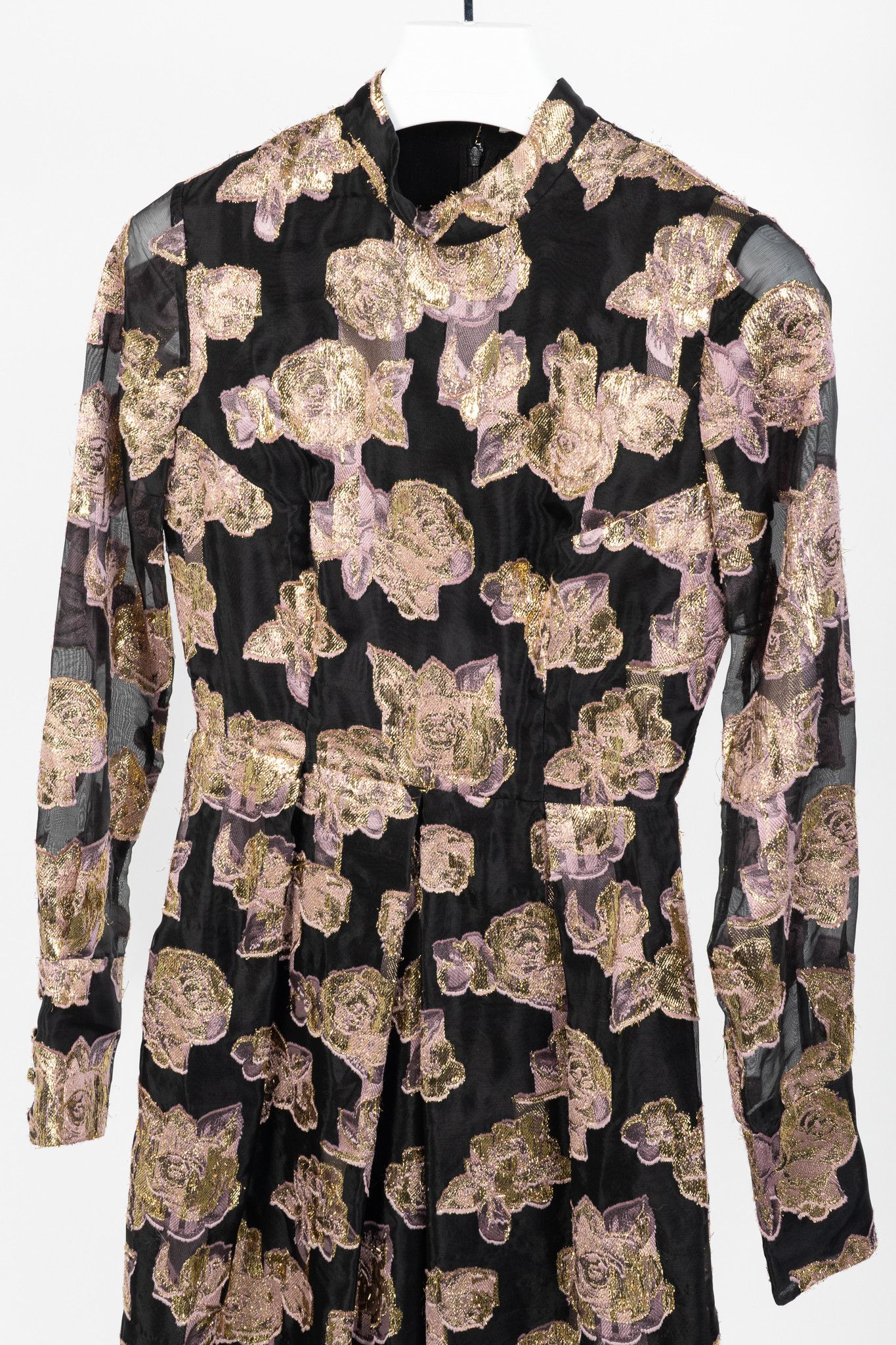 Erdem Erdem Effie Black Metallic Floral-Fil Coupe Organza Dress Size S / US 4 / IT 40 - 3 Thumbnail