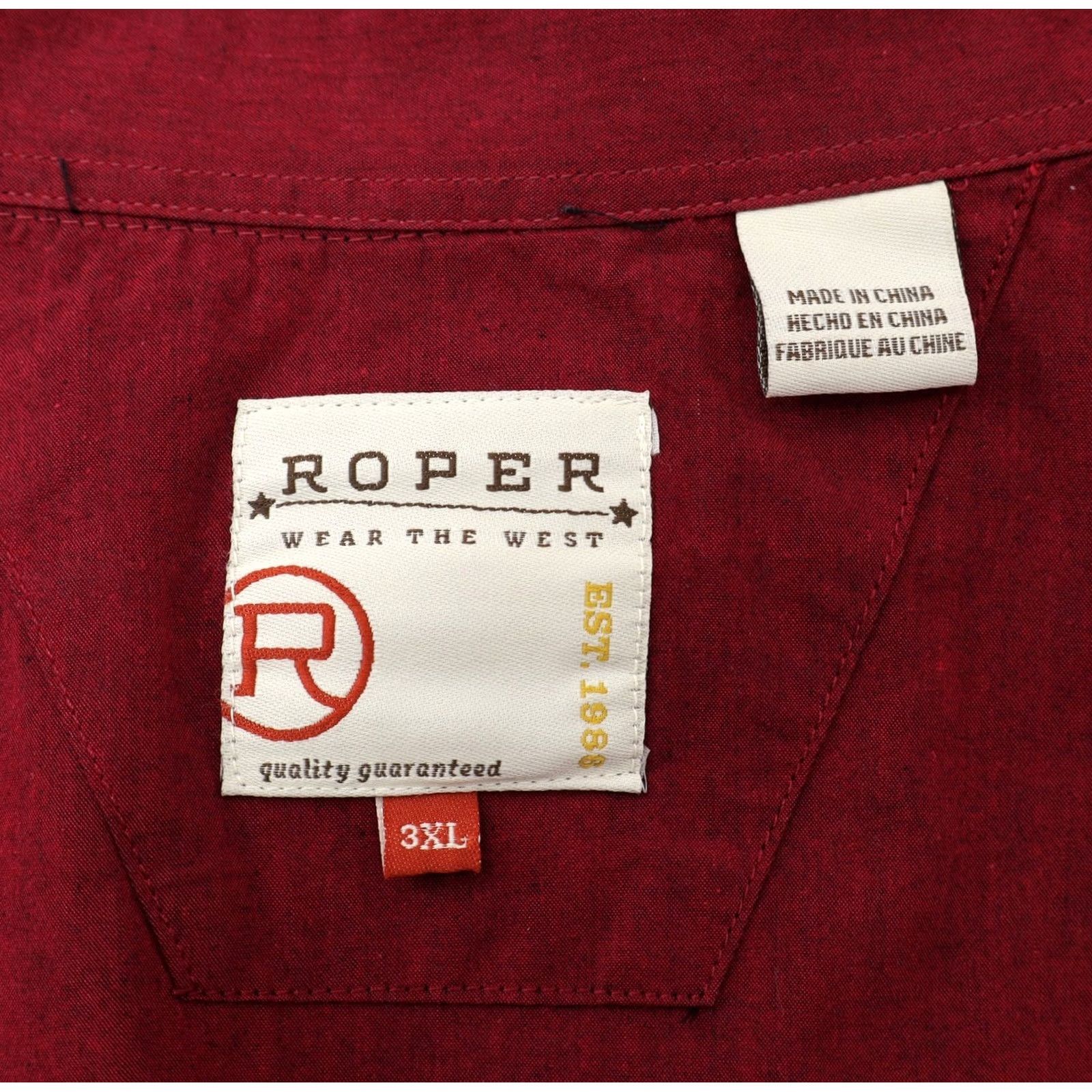 Roper Roper Men's Long Sleeve Button-Up Solid Red Western Shirt Sz 3XL Size US XXL / EU 58 / 5 - 5 Thumbnail