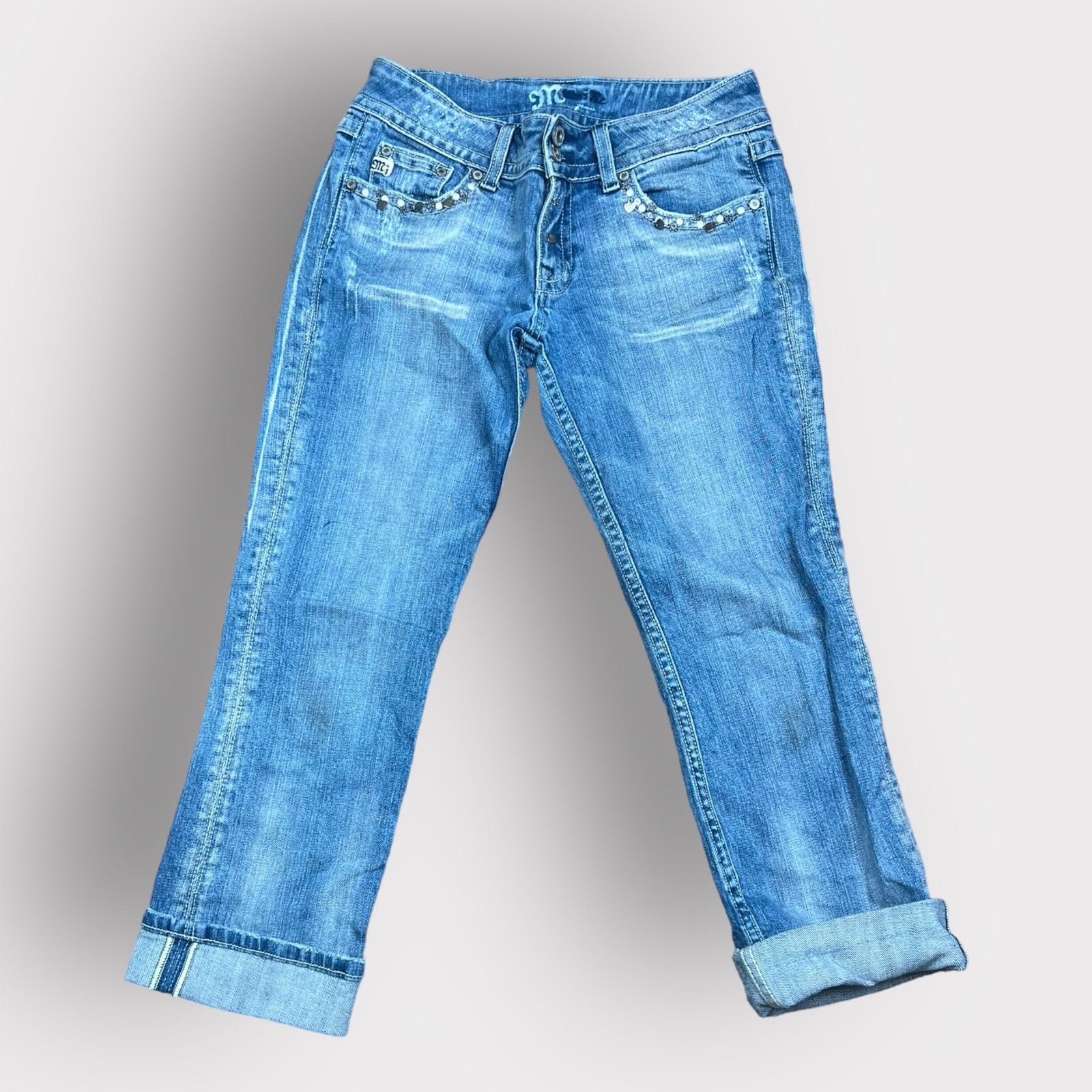 Nordstrom Miss Me Cropped Jeans Flap Pocket Medium Wash | Size 27 Size 27" / US 4 / IT 40 - 3 Thumbnail