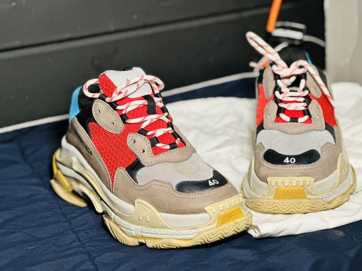 Balenciaga Balenciaga Triple S Grey Red Blue Size US 7 / EU 40 - 3 Thumbnail