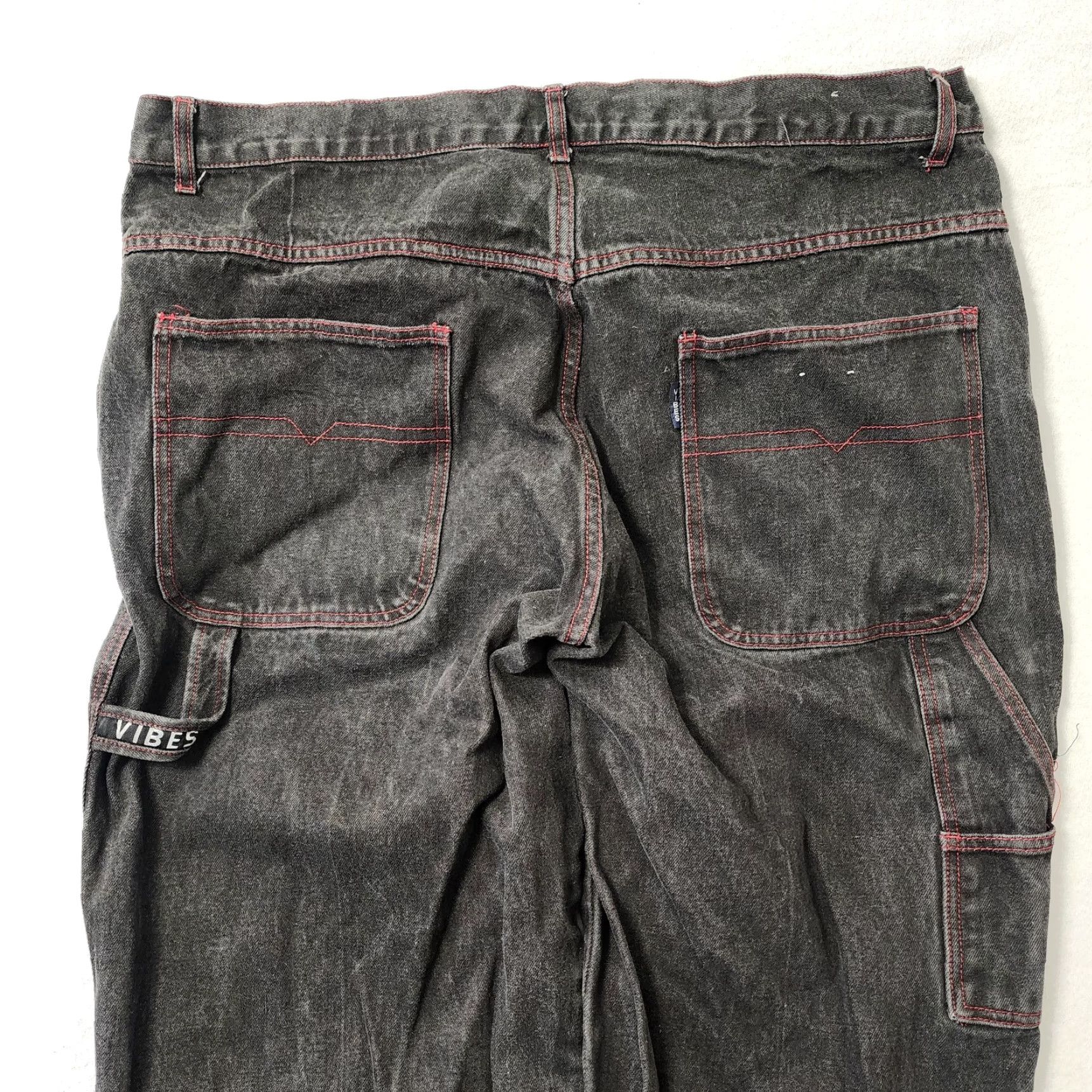 VIBE VINTAGE Vibes Jeans Mens 42x32 Black Red Carpenter Grunge Skater Utility Wide-Leg Size US 42 / EU 58 - 6 Thumbnail