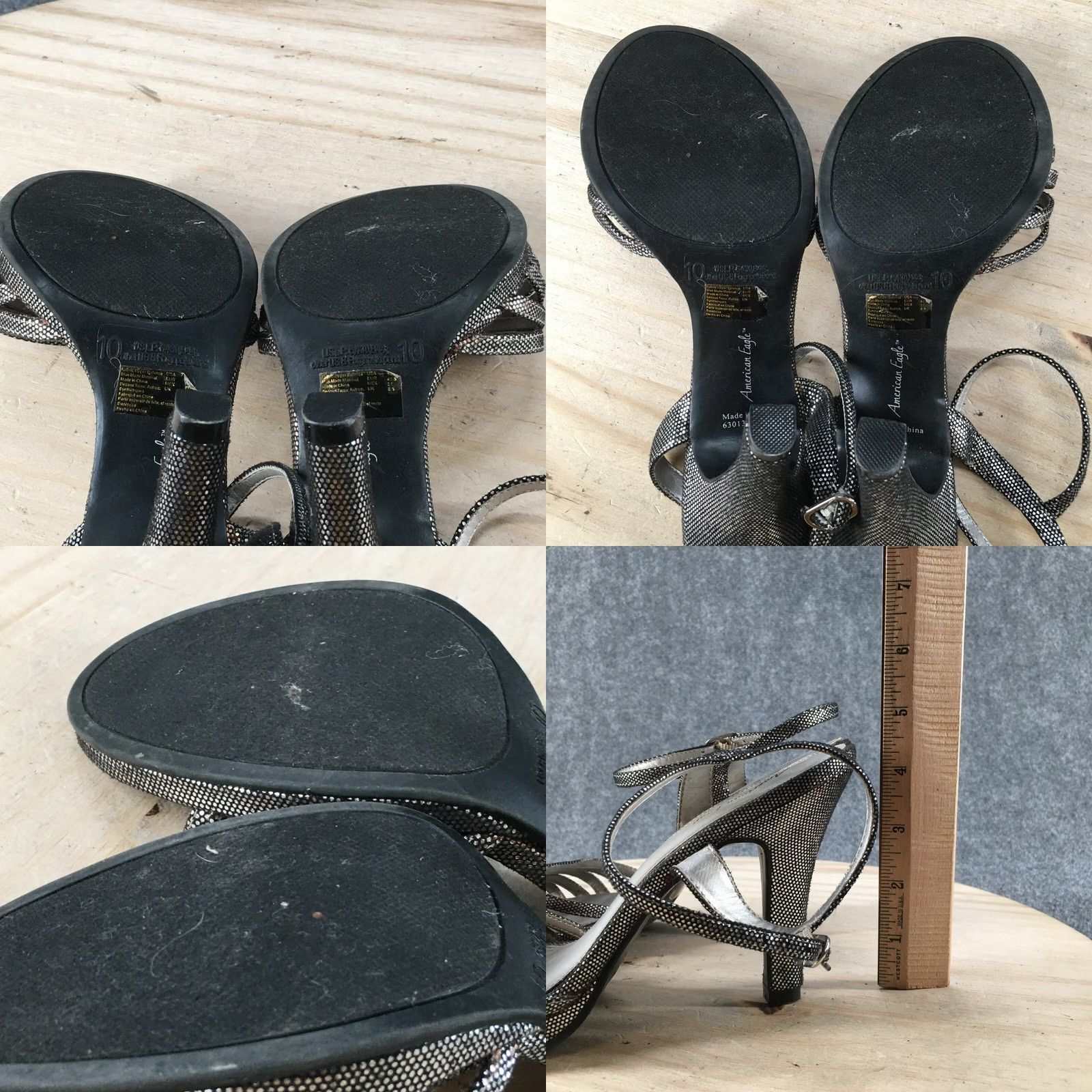 American Eagle Outfitters American Eagle Outfitters Sandals Womens 10 Ankle Straps Gray Fabric Heels Buckle Sparkle Size US 10 / IT 40 - 8 Thumbnail