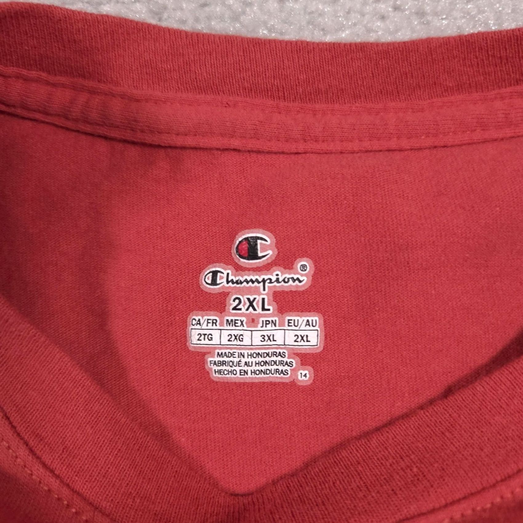 Champion VINTAGE? None. Final: Champion Shirt Mens 2XL Red C Logo Patch Sleeve Short Sleeve Crewneck Tee Size US XXL / EU 58 / 5 - 6 Thumbnail
