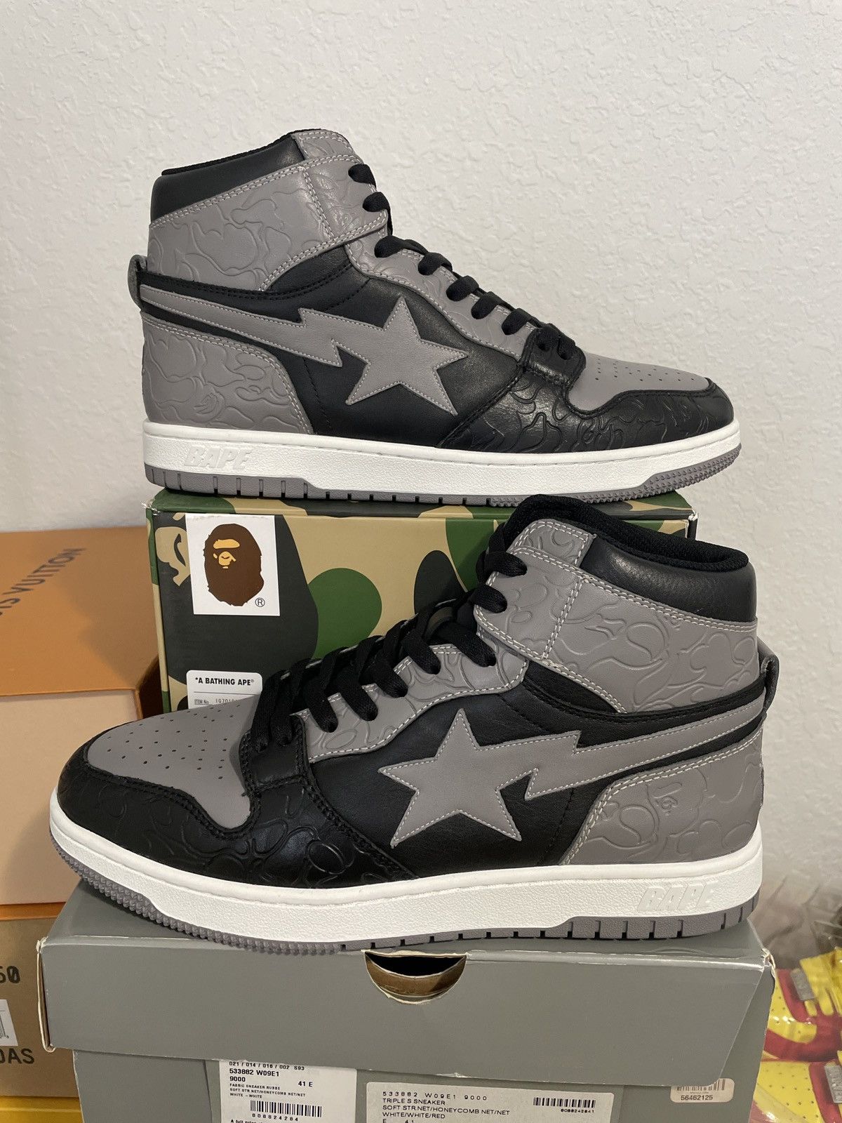 image of Bape Court Sta Hi Shoes in Grey, Men's (Size 11)