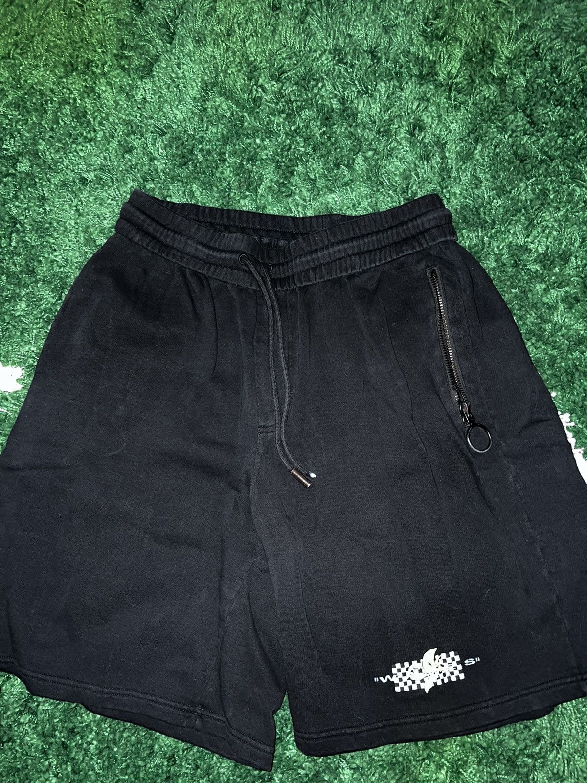 Image of Sz S Oversized Black Off White “Waves” Shorts 36-38, Men's