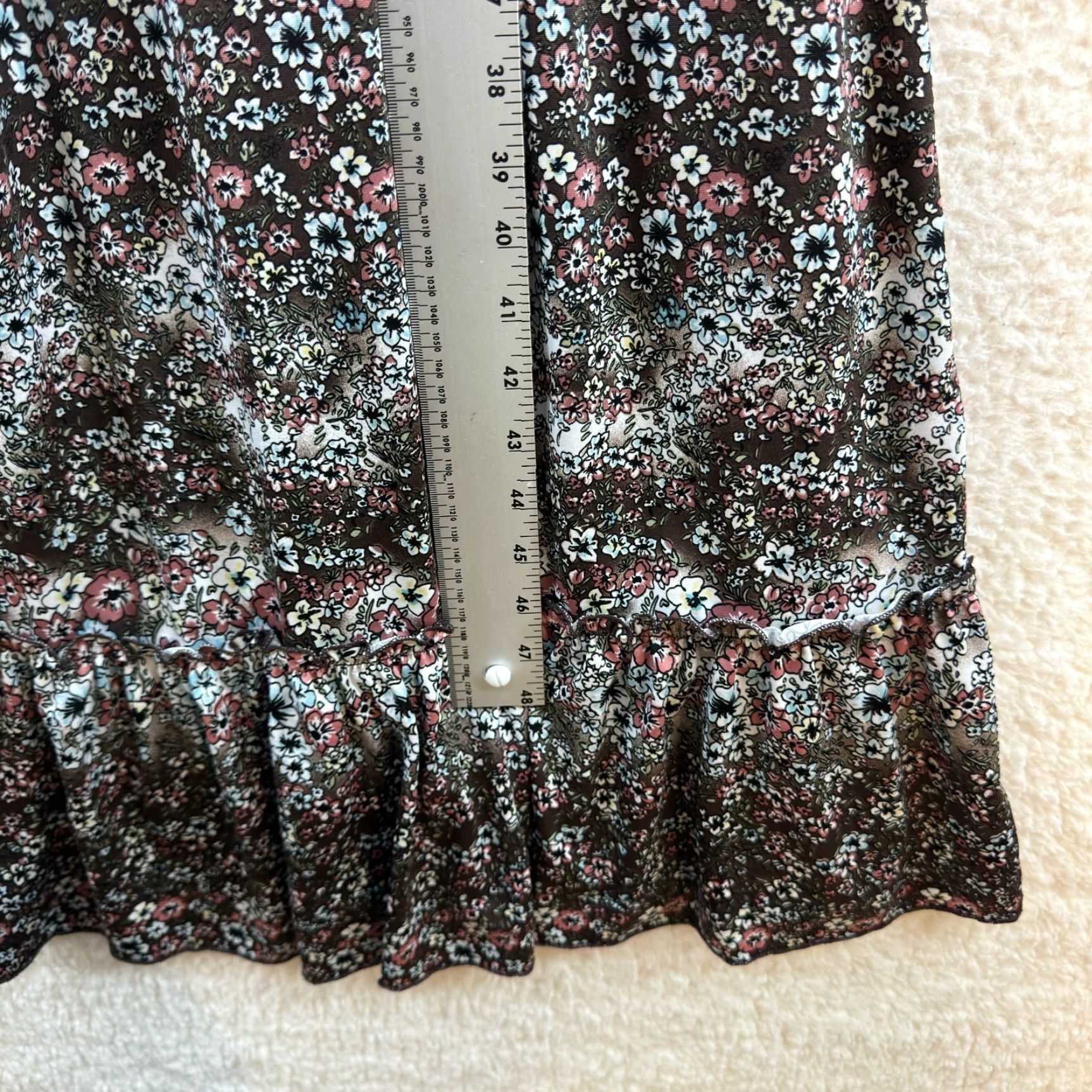Vintage VINTAGE Maurices Maxi Dress XS Brown Ditsy Floral Bohemian Slinky Stretch Boho Bohemian Women Girls Mens Size XS / US 0-2 / IT 36-38 - 7 Thumbnail